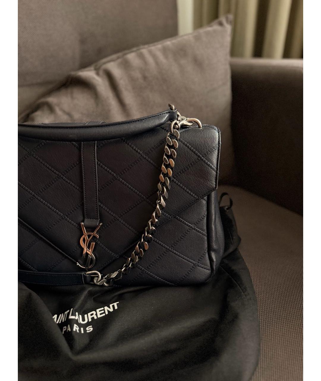 SAINT LAURENT Темно-синяя кожаная сумка через плечо, фото 2