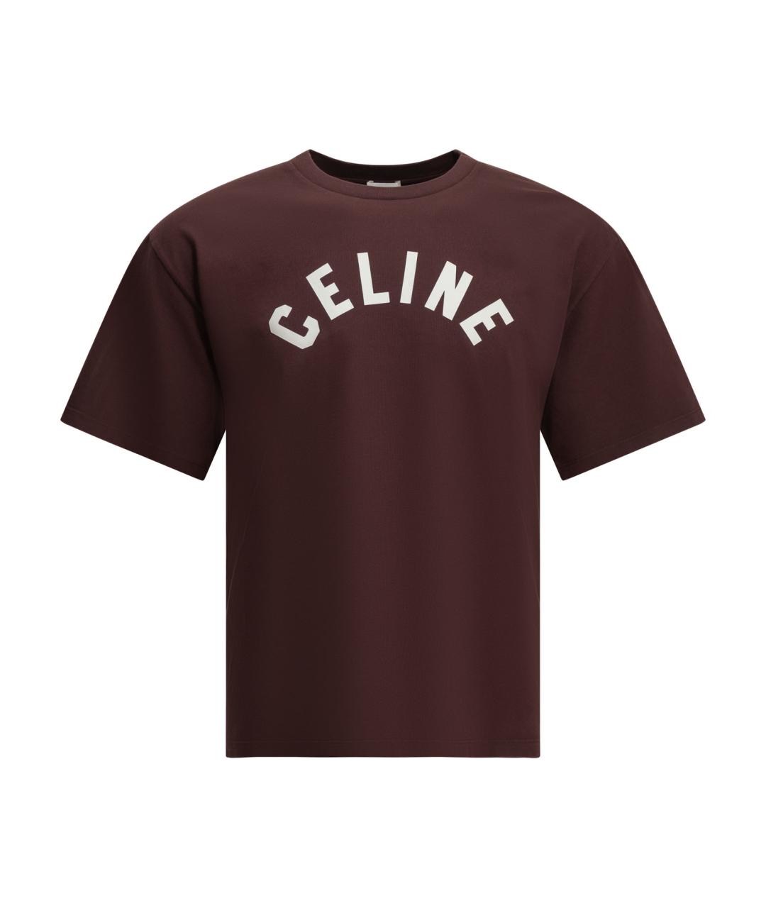 CELINE Бордовая хлопковая футболка, фото 1
