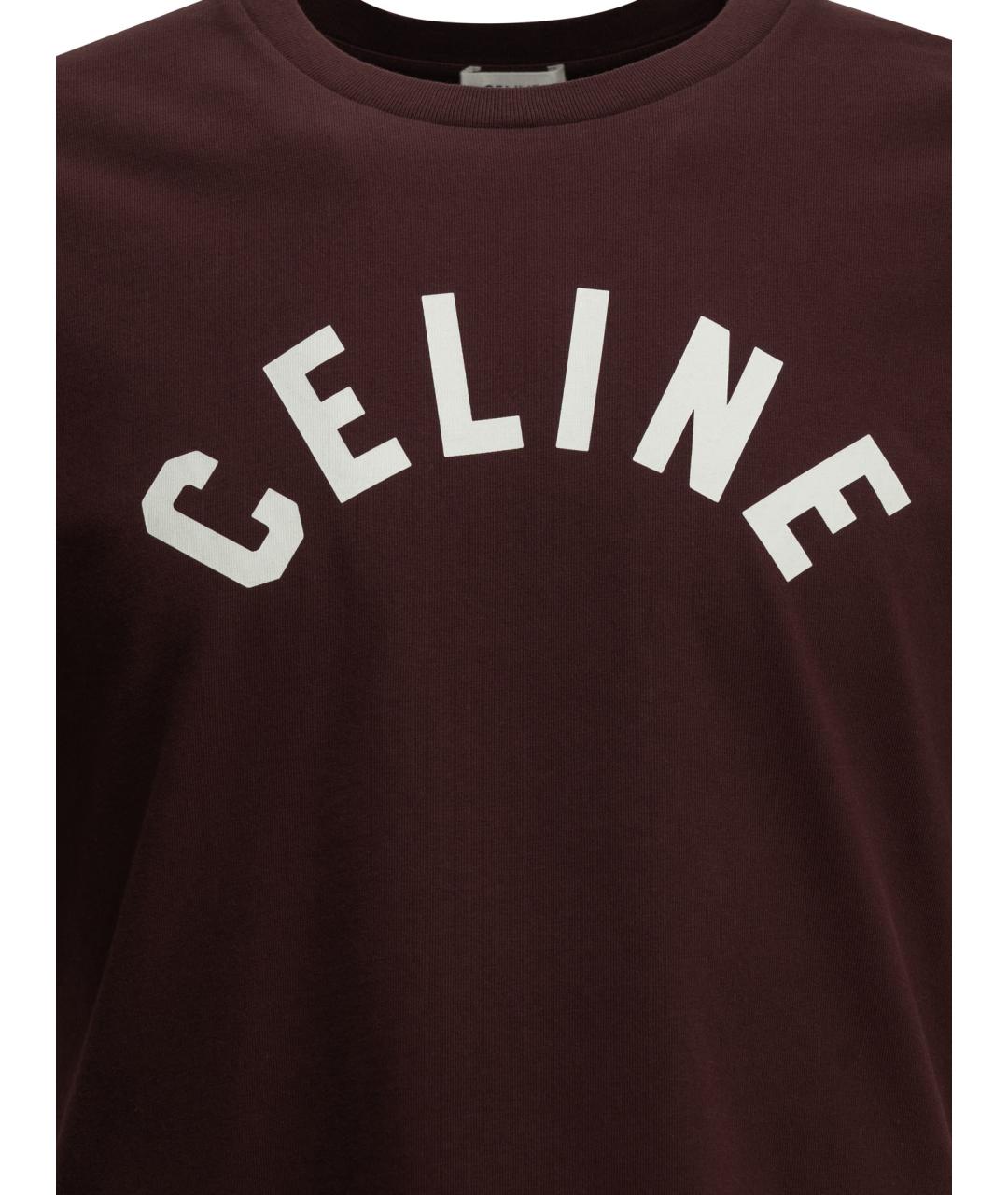 CELINE Бордовая хлопковая футболка, фото 3