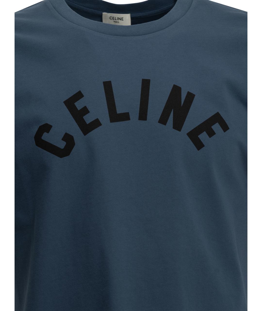 CELINE Синяя хлопковая футболка, фото 3