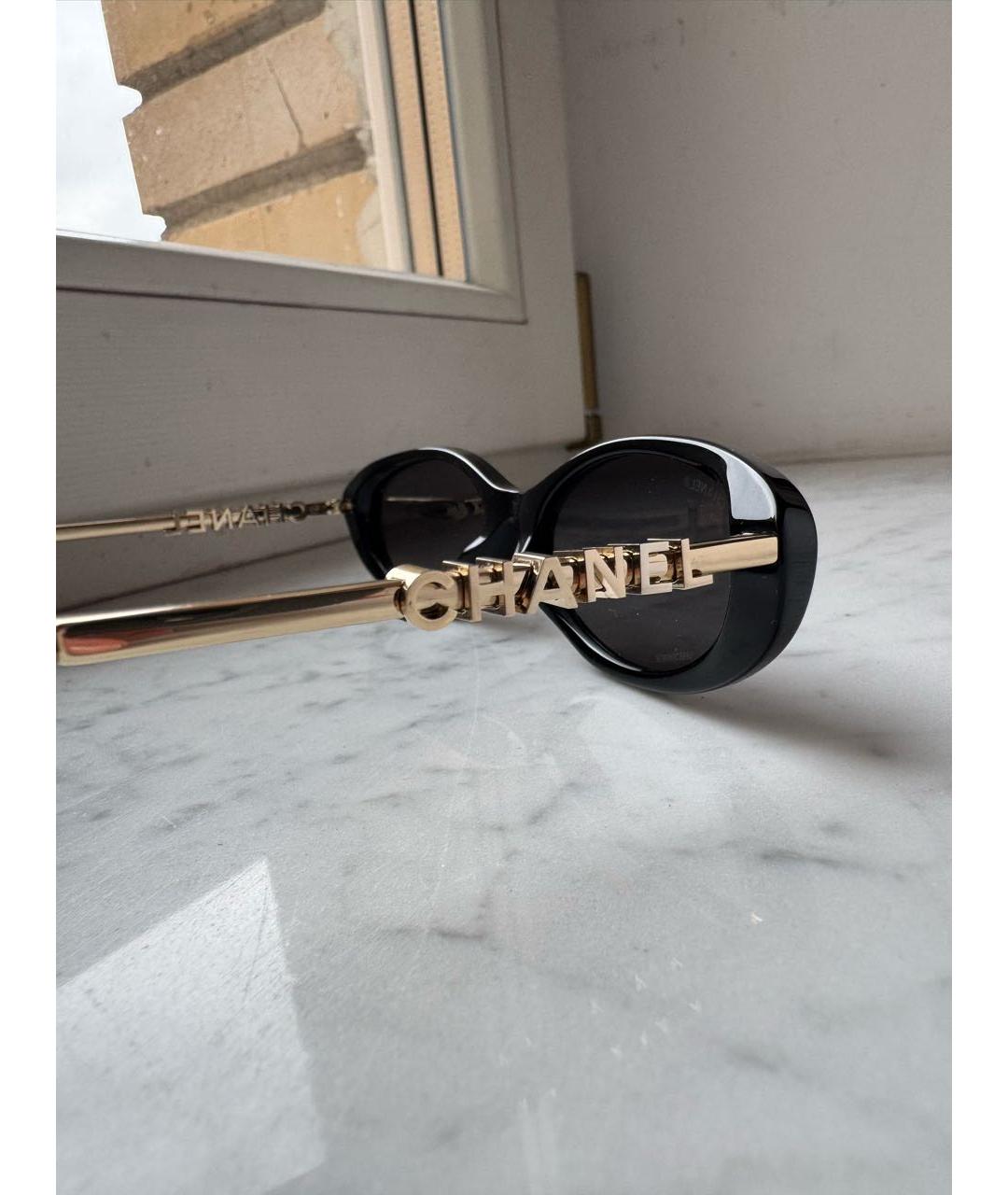 CHANEL Черные пластиковые солнцезащитные очки, фото 3