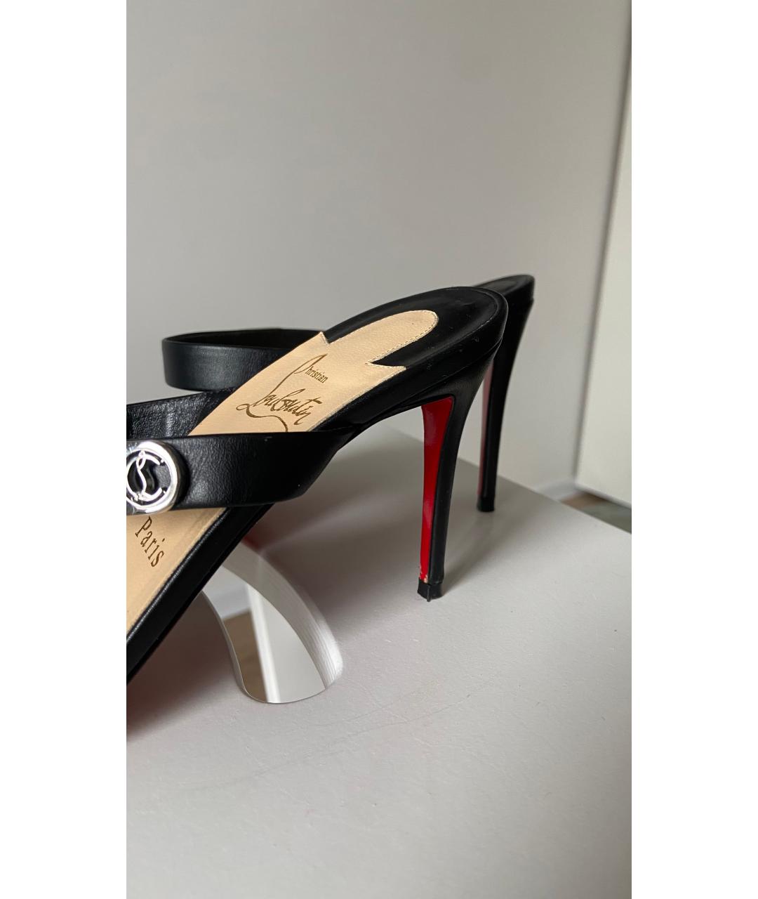 CHRISTIAN LOUBOUTIN Черные кожаные мюли, фото 5