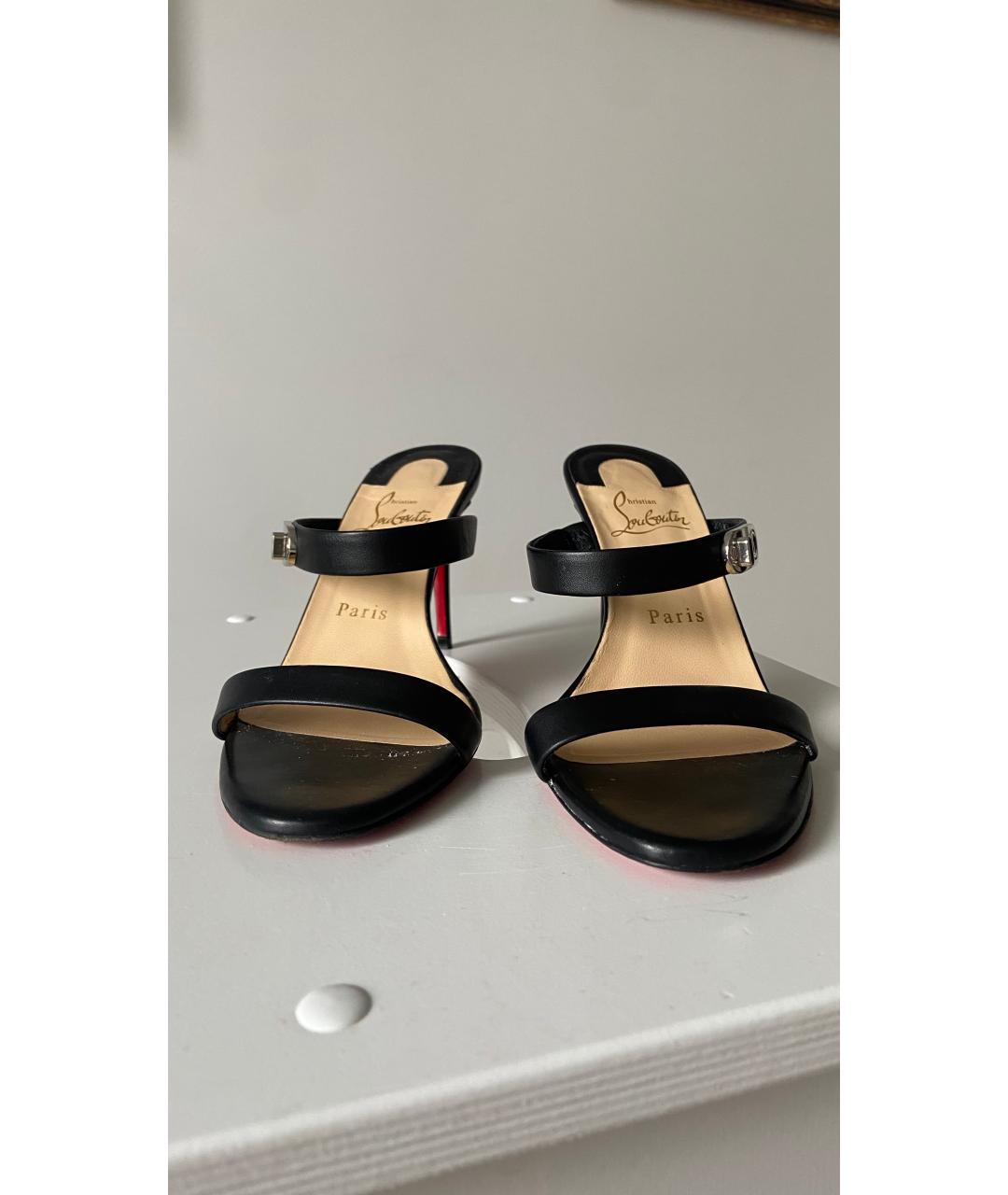 CHRISTIAN LOUBOUTIN Черные кожаные мюли, фото 3