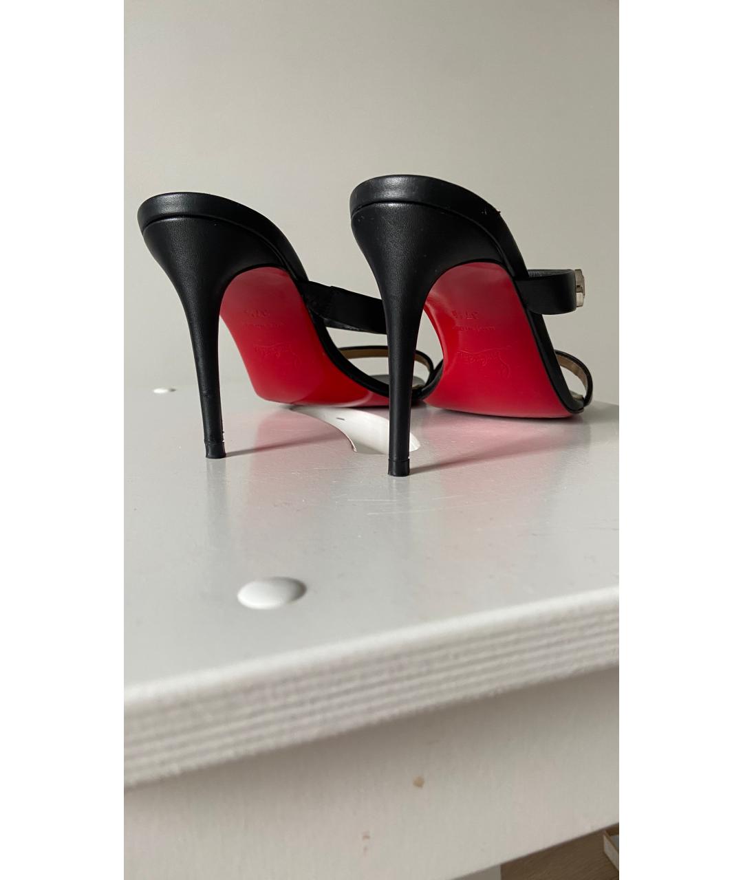 CHRISTIAN LOUBOUTIN Черные кожаные мюли, фото 4