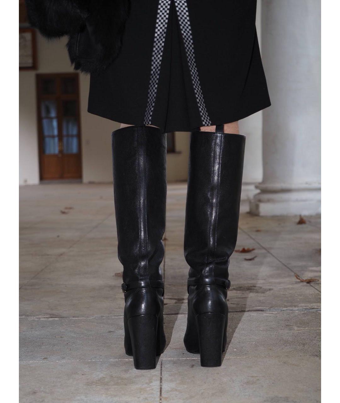 SAINT LAURENT Черные кожаные сапоги, фото 4