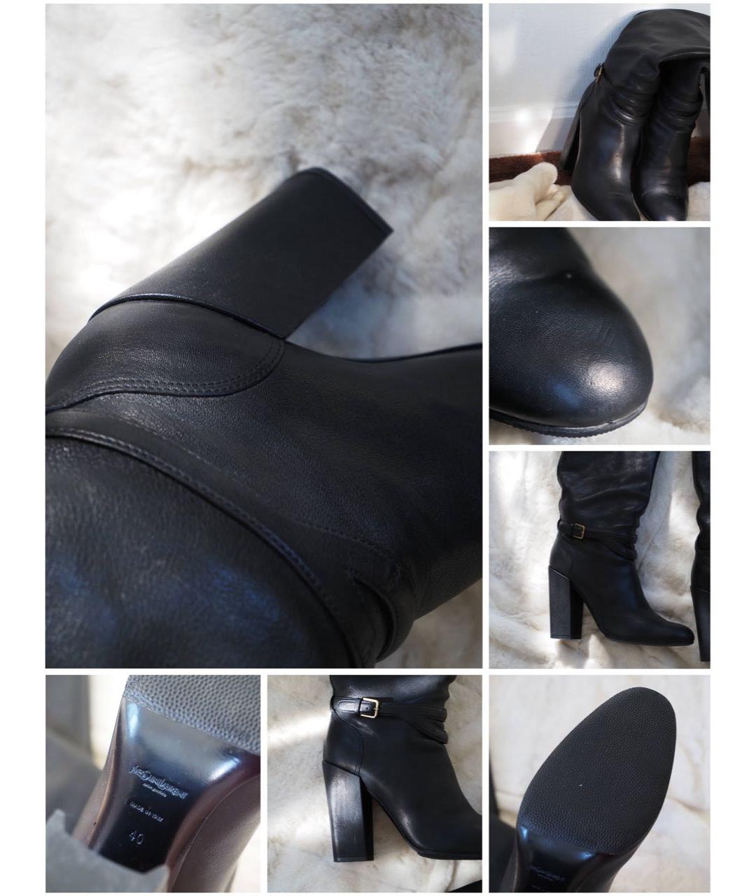 SAINT LAURENT Черные кожаные сапоги, фото 8