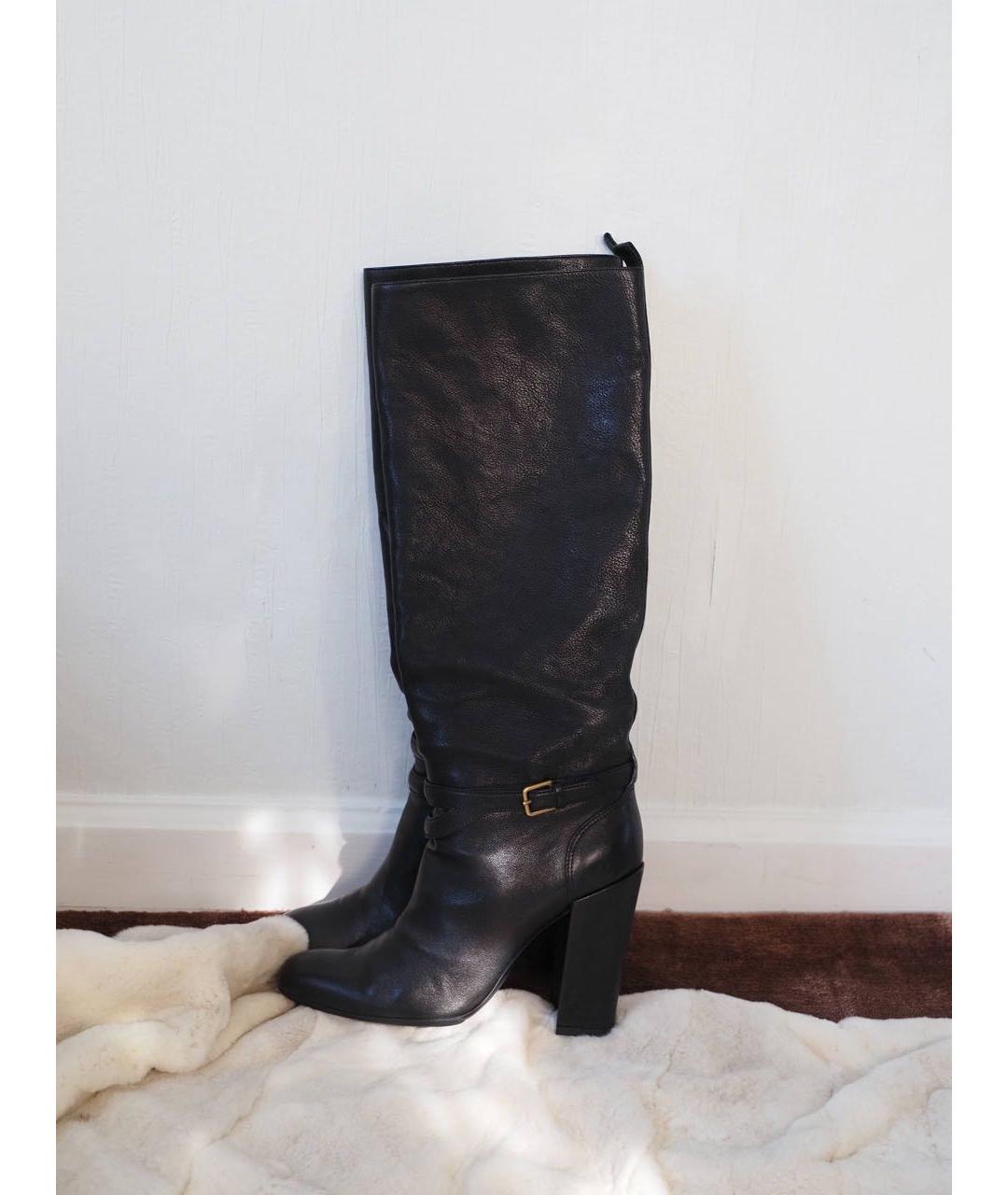 SAINT LAURENT Черные кожаные сапоги, фото 9
