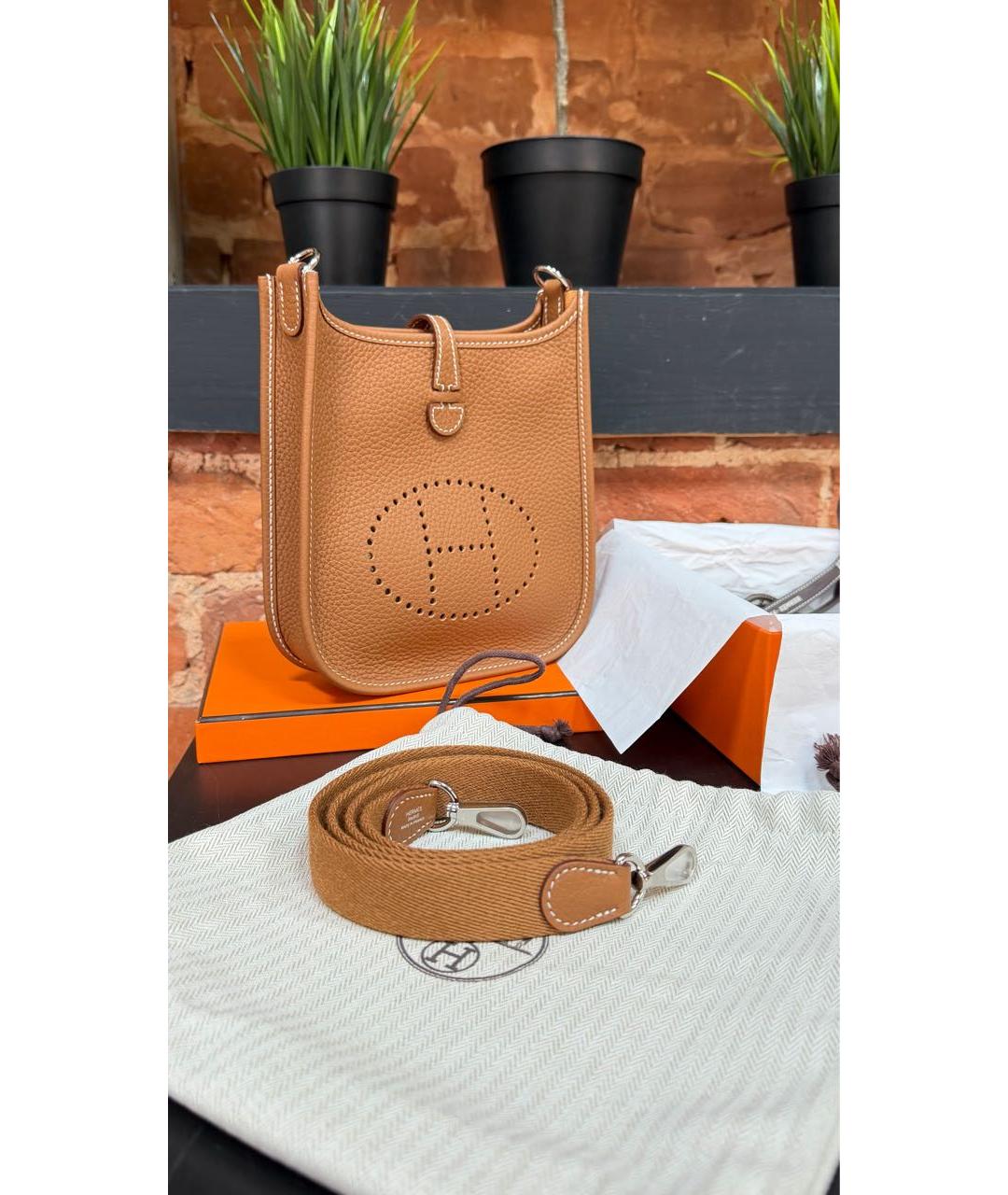 HERMES Коричневая кожаная сумка через плечо, фото 3