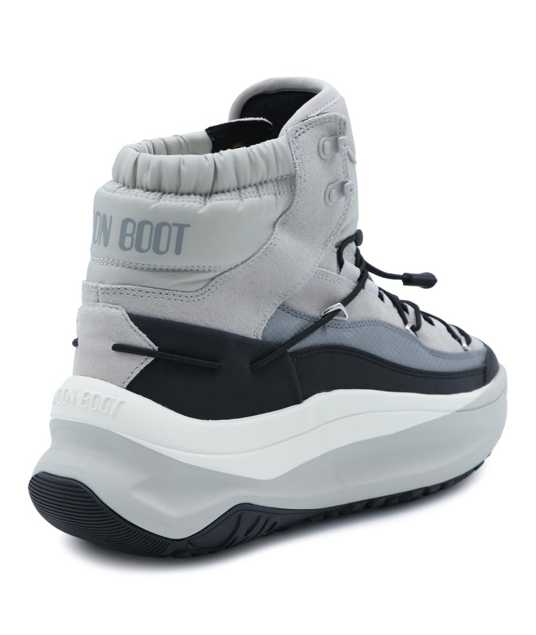 MOON BOOT Серые синтетические высокие ботинки, фото 3
