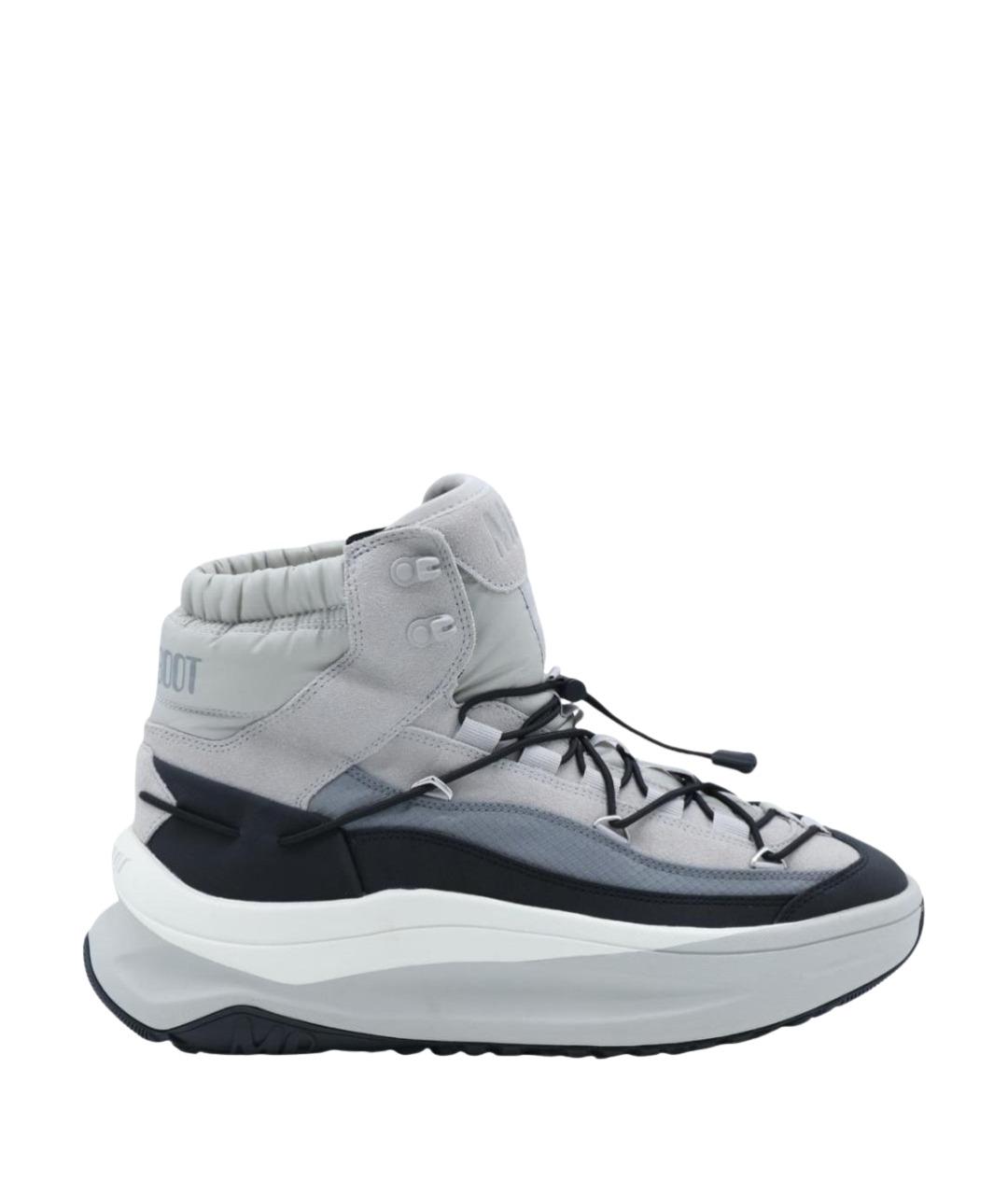 MOON BOOT Серые синтетические высокие ботинки, фото 1