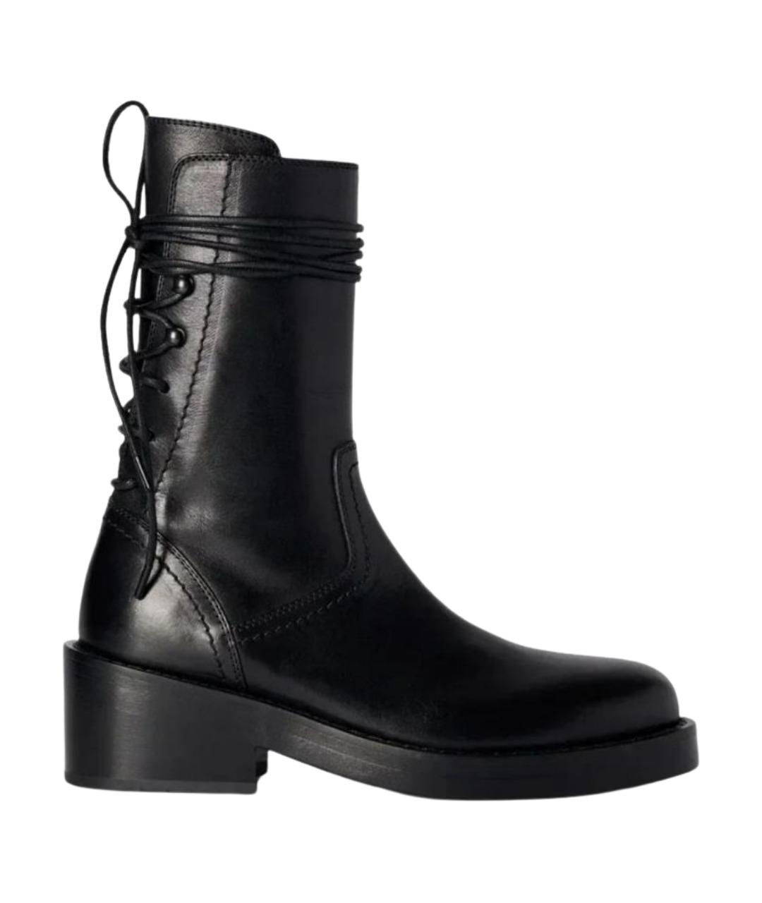 ANN DEMEULEMEESTER Черные кожаные ботинки, фото 1
