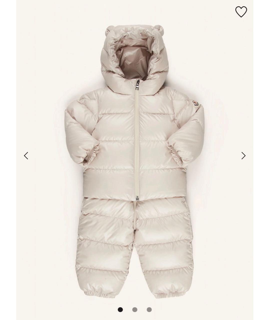 MONCLER ENFANT Бежевый полиэстеровый комбинезон, фото 8