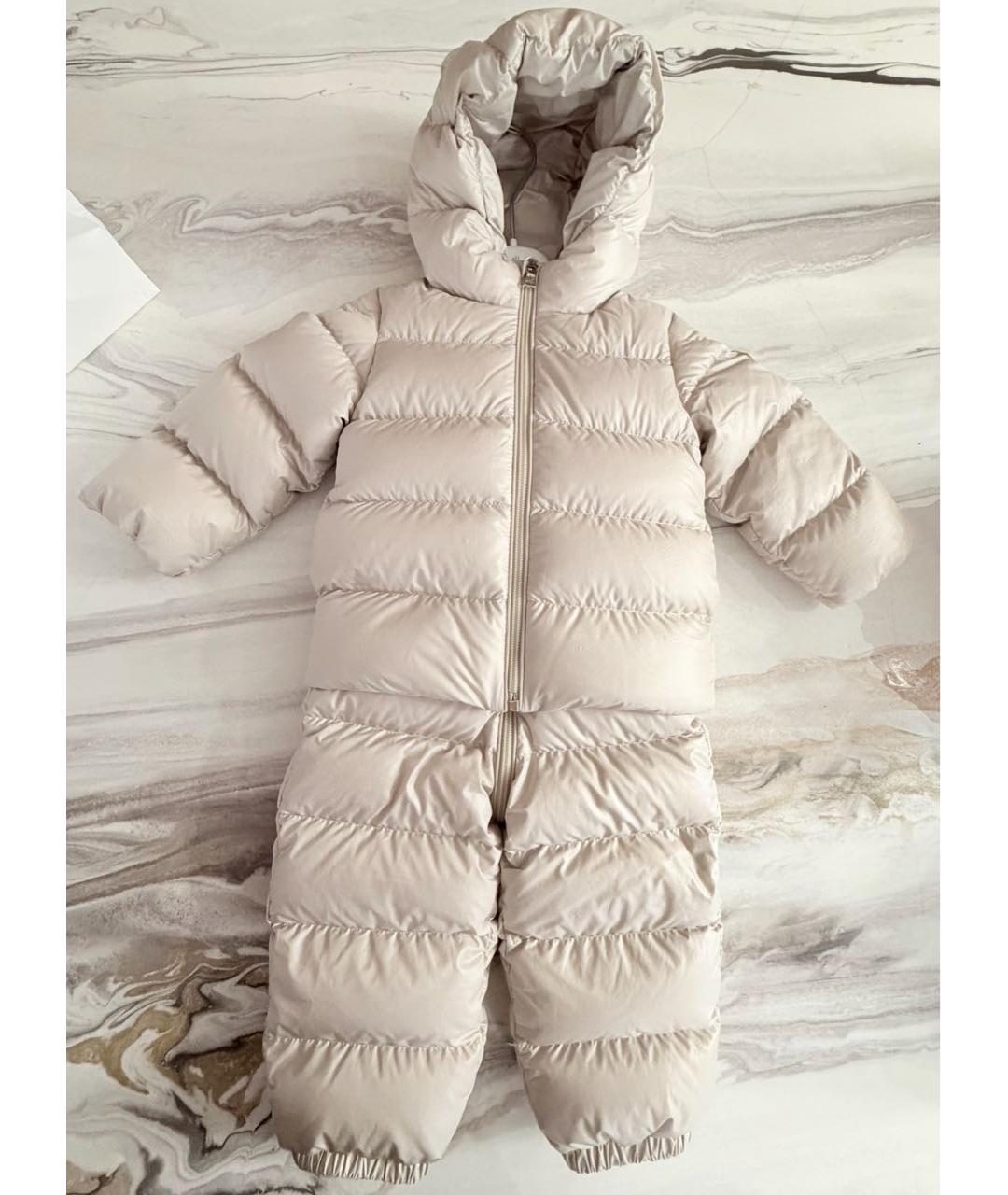 MONCLER ENFANT Бежевый полиэстеровый комбинезон, фото 4