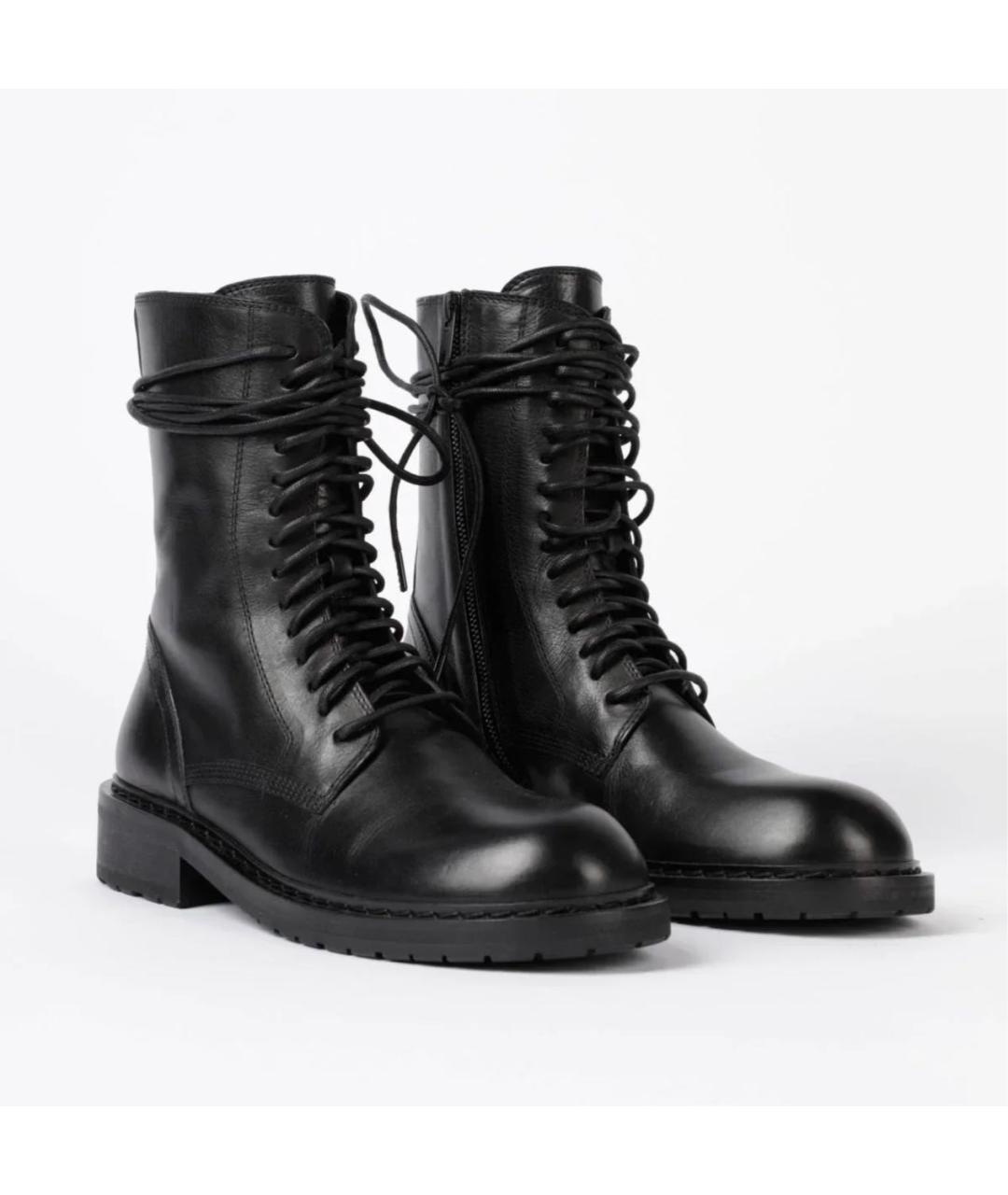 ANN DEMEULEMEESTER Черные кожаные ботинки, фото 3