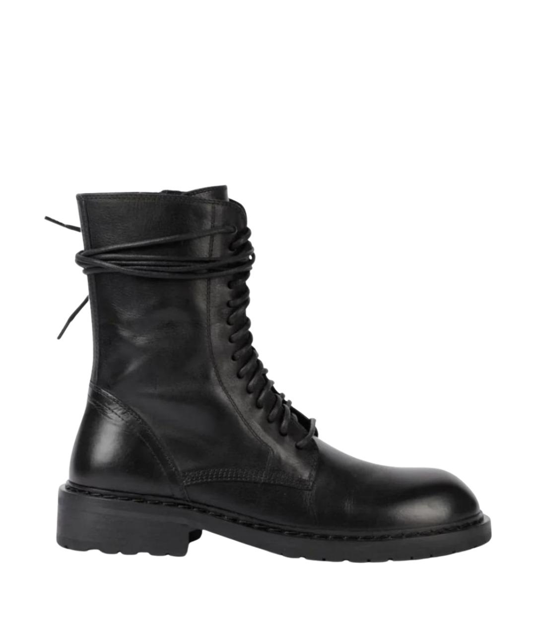 ANN DEMEULEMEESTER Черные кожаные ботинки, фото 1