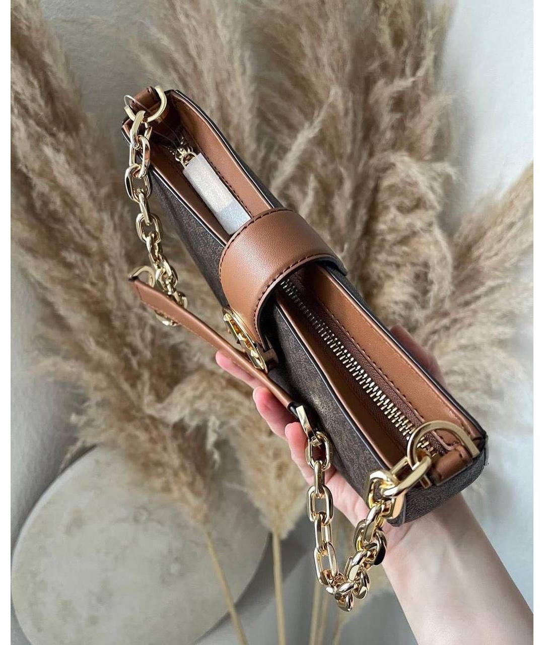 MICHAEL KORS Коричневая сумка через плечо из канвы, фото 4