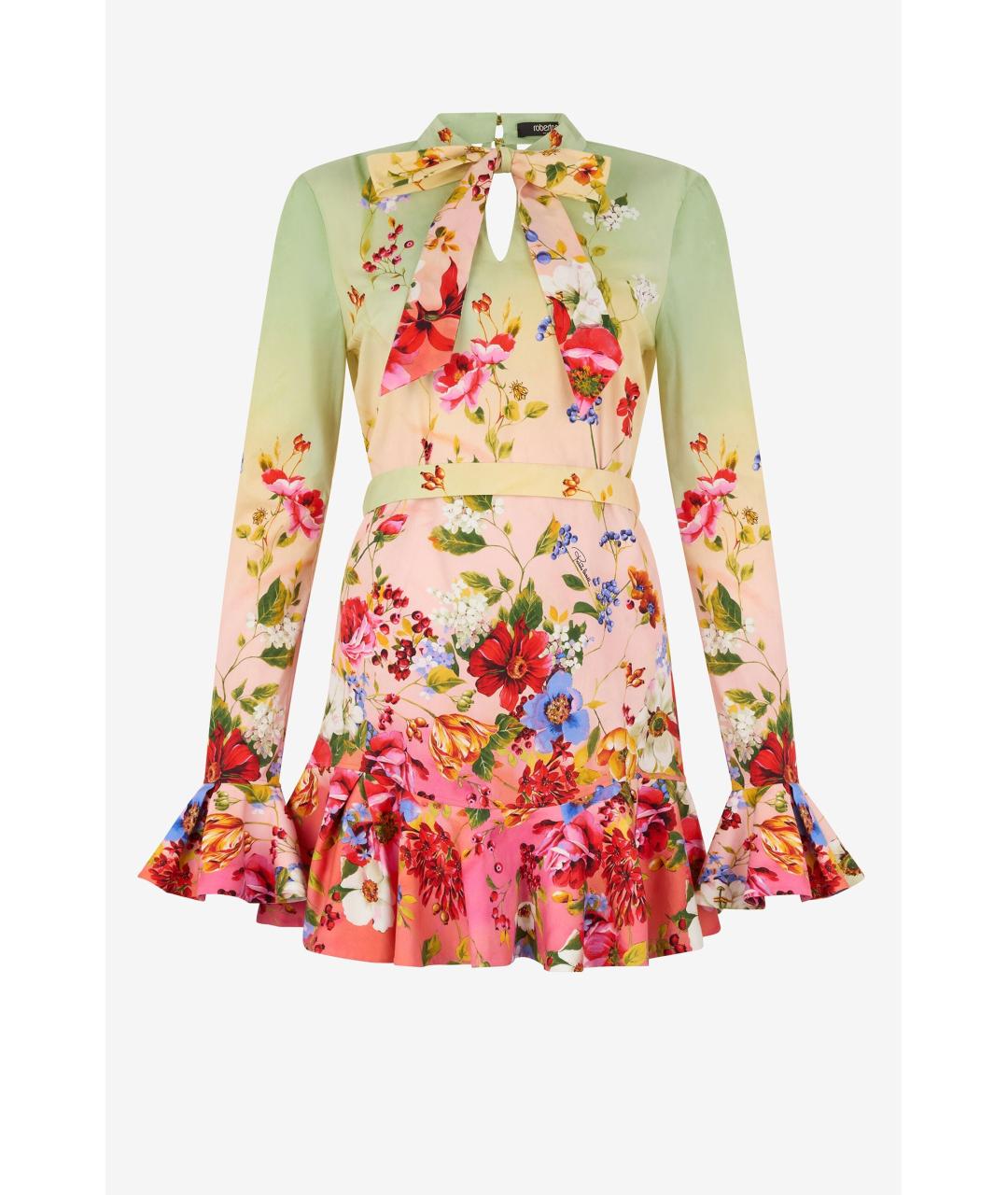 ROBERTO CAVALLI Мульти хлопко-эластановое коктейльное платье, фото 7