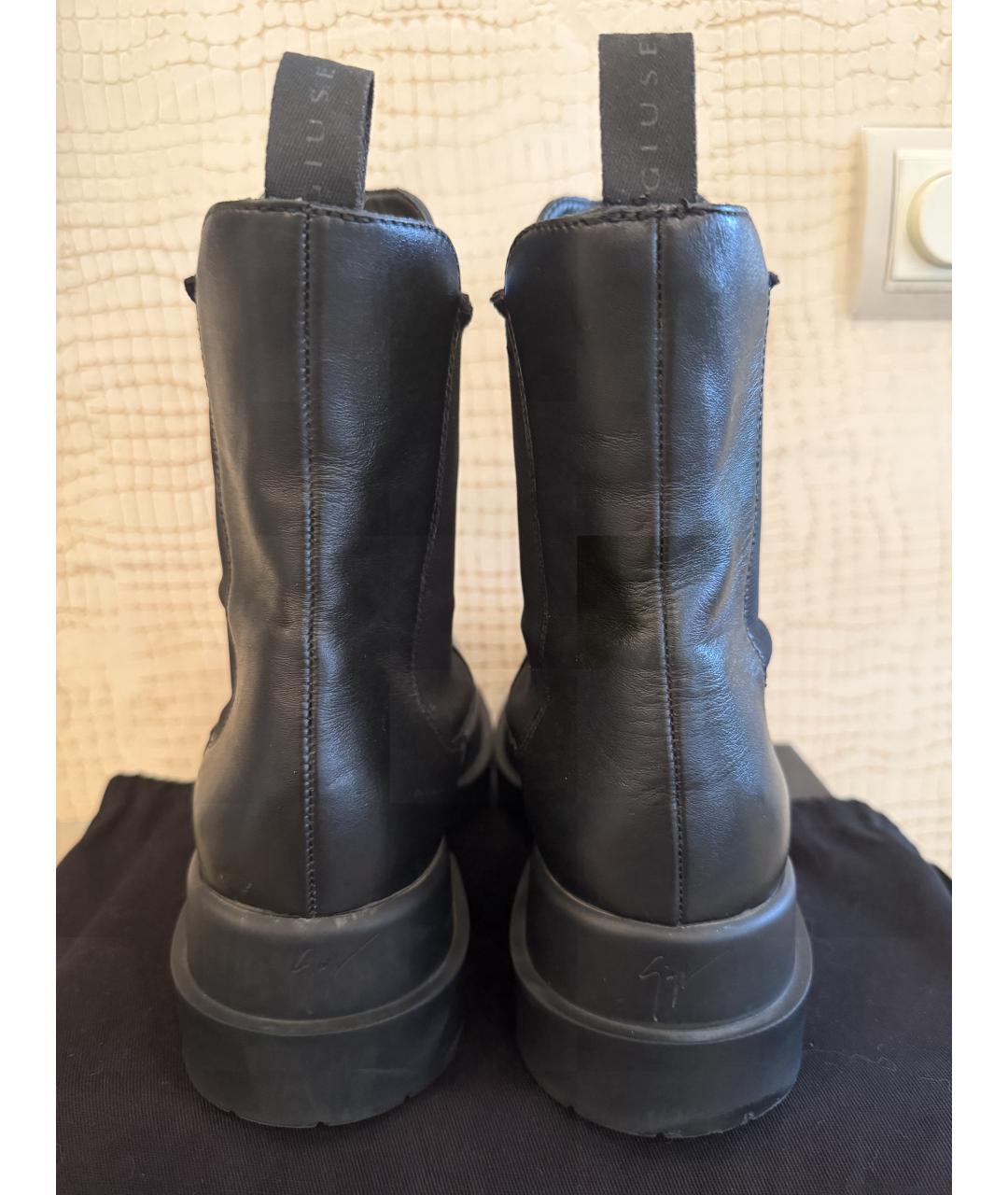 GIUSEPPE ZANOTTI DESIGN Черные кожаные ботинки, фото 4