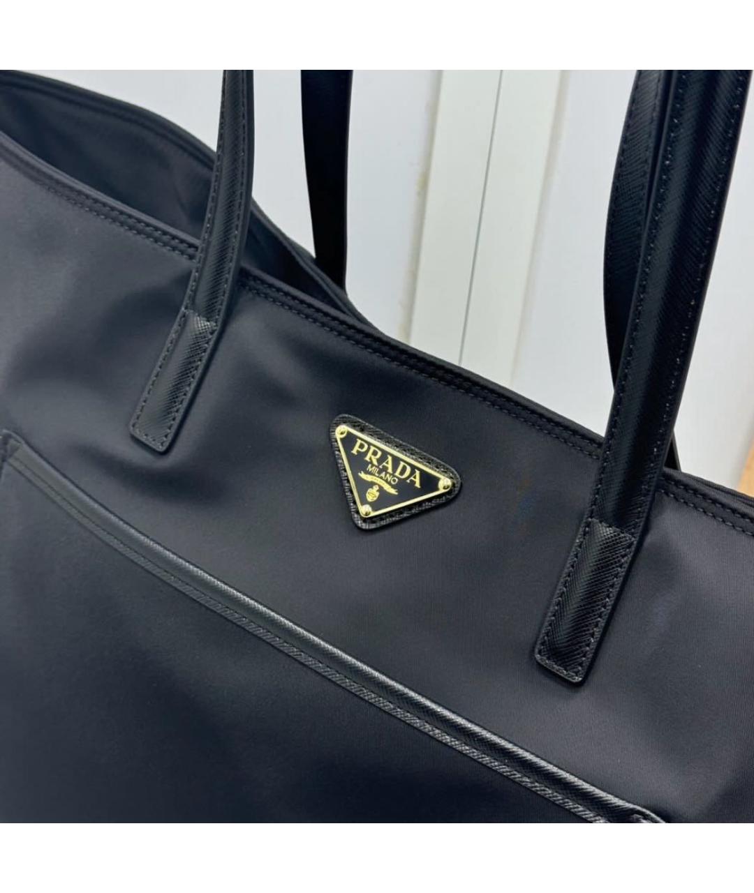 PRADA Черная тканевая сумка тоут, фото 4