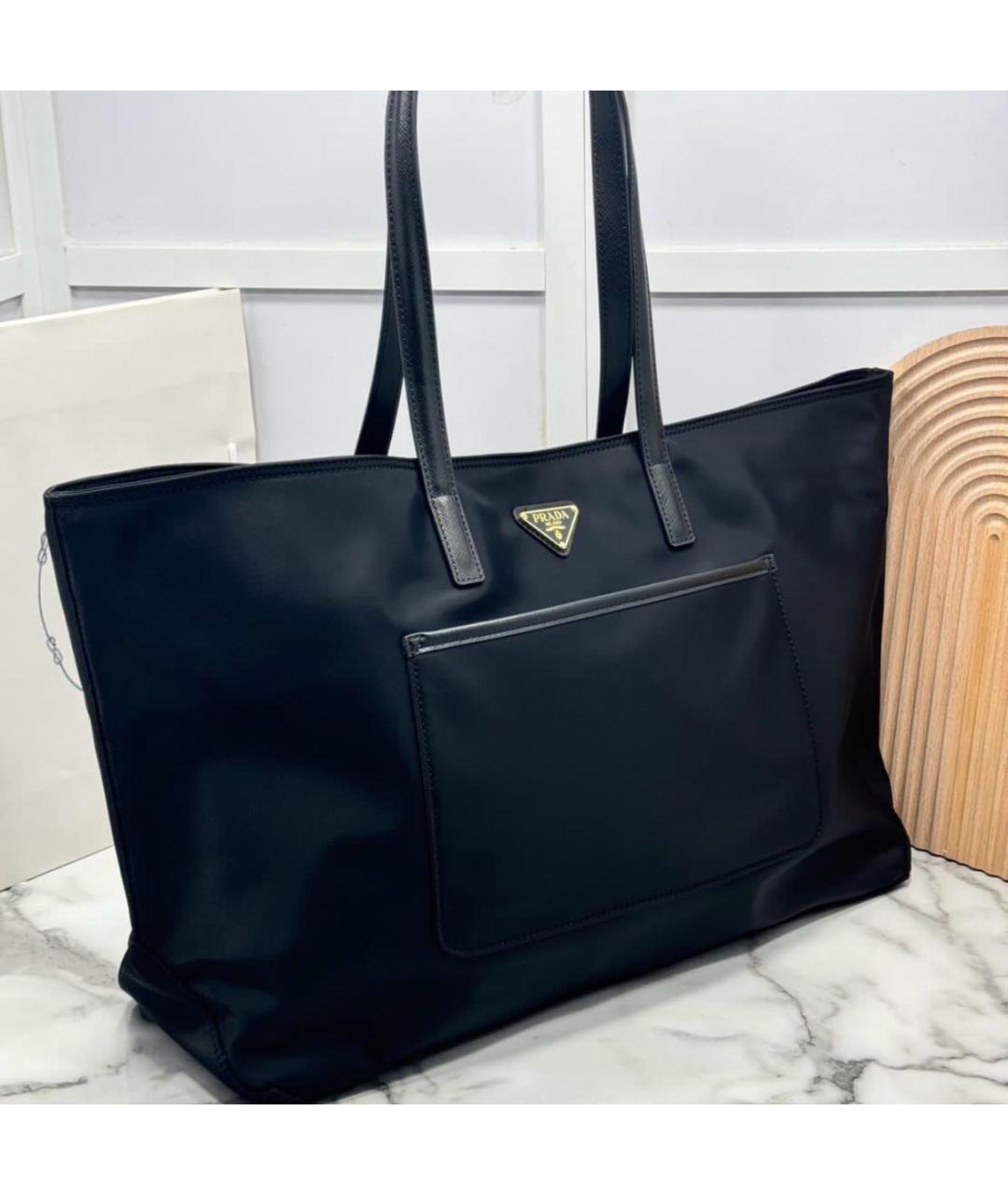 PRADA Черная тканевая сумка тоут, фото 5