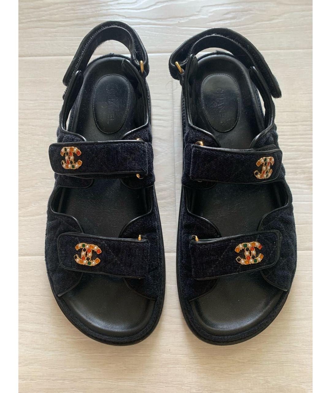 CHANEL Синие текстильные сандалии, фото 2