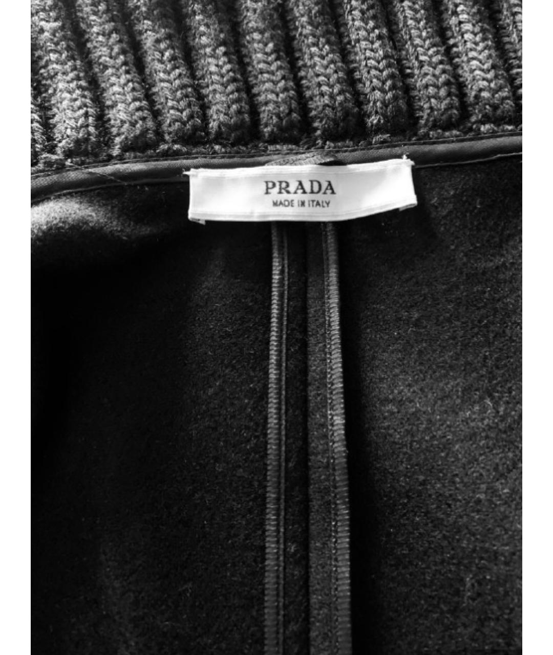 PRADA Черное шерстяное пальто, фото 3