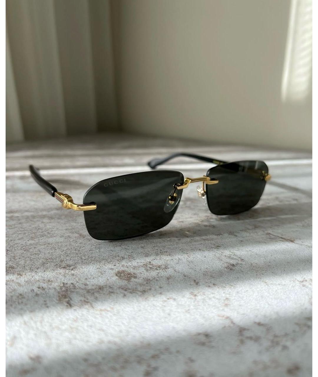 GUCCI Черные металлические солнцезащитные очки, фото 2