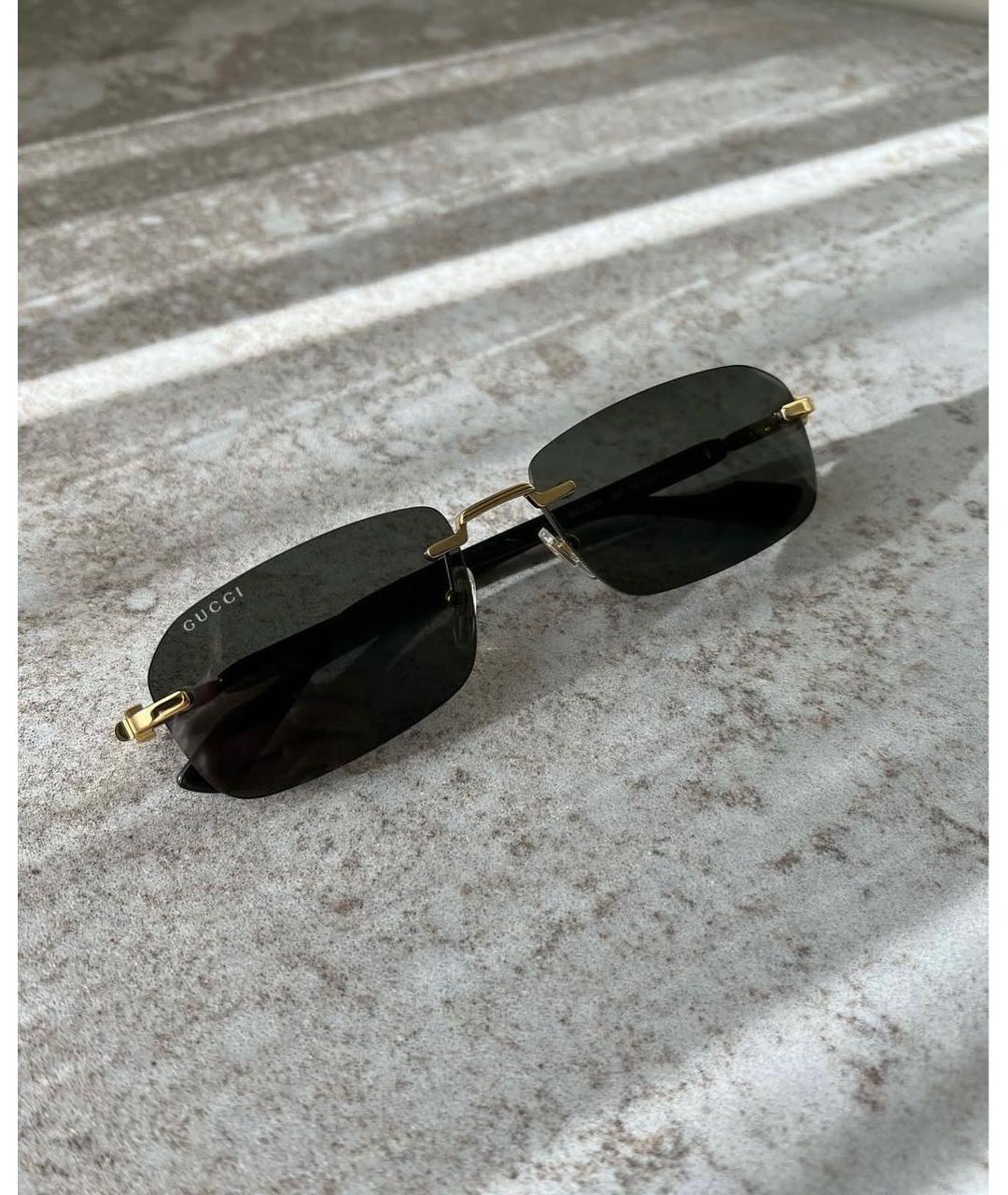 GUCCI Черные металлические солнцезащитные очки, фото 3