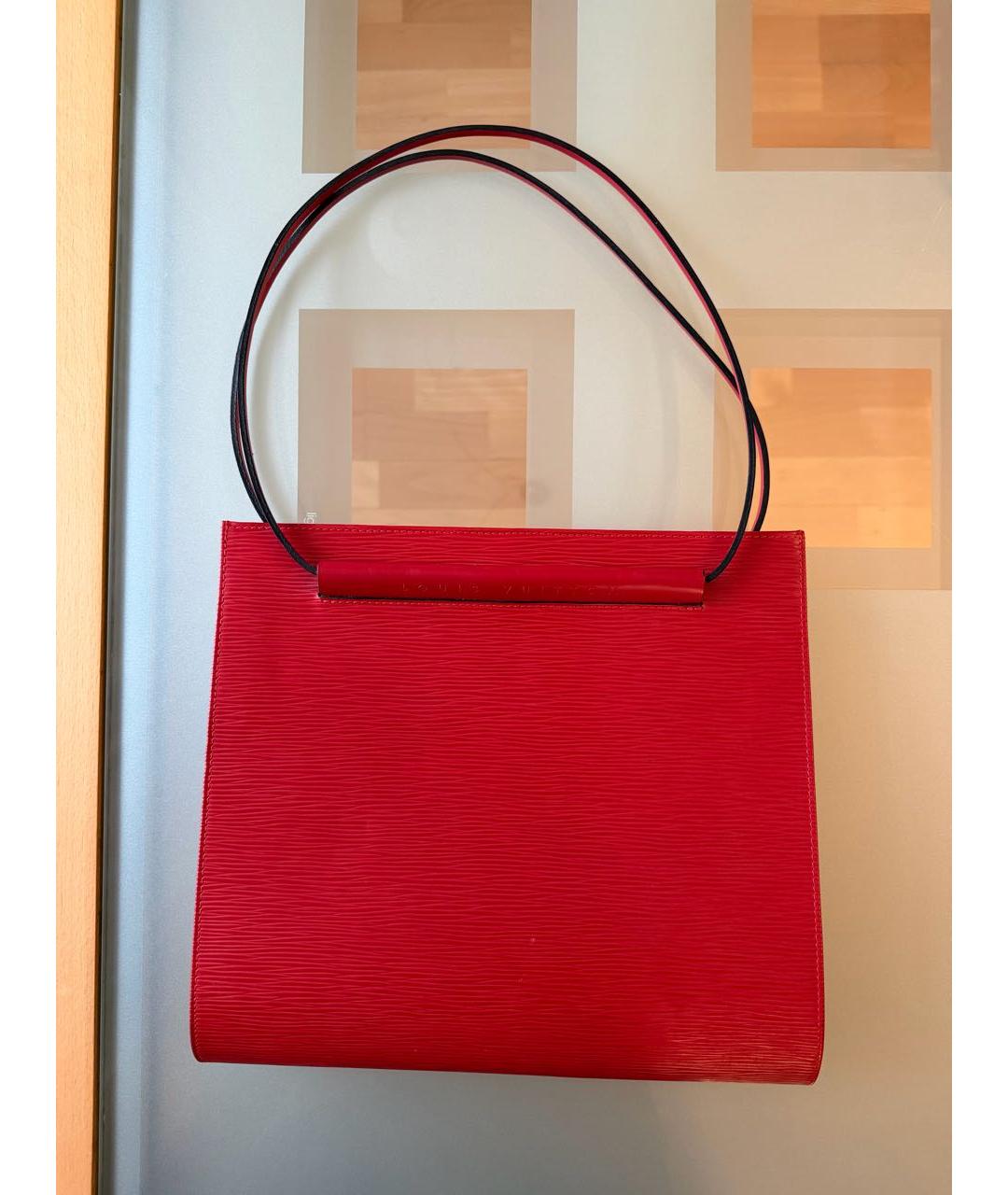 LOUIS VUITTON Красная кожаная сумка тоут, фото 7