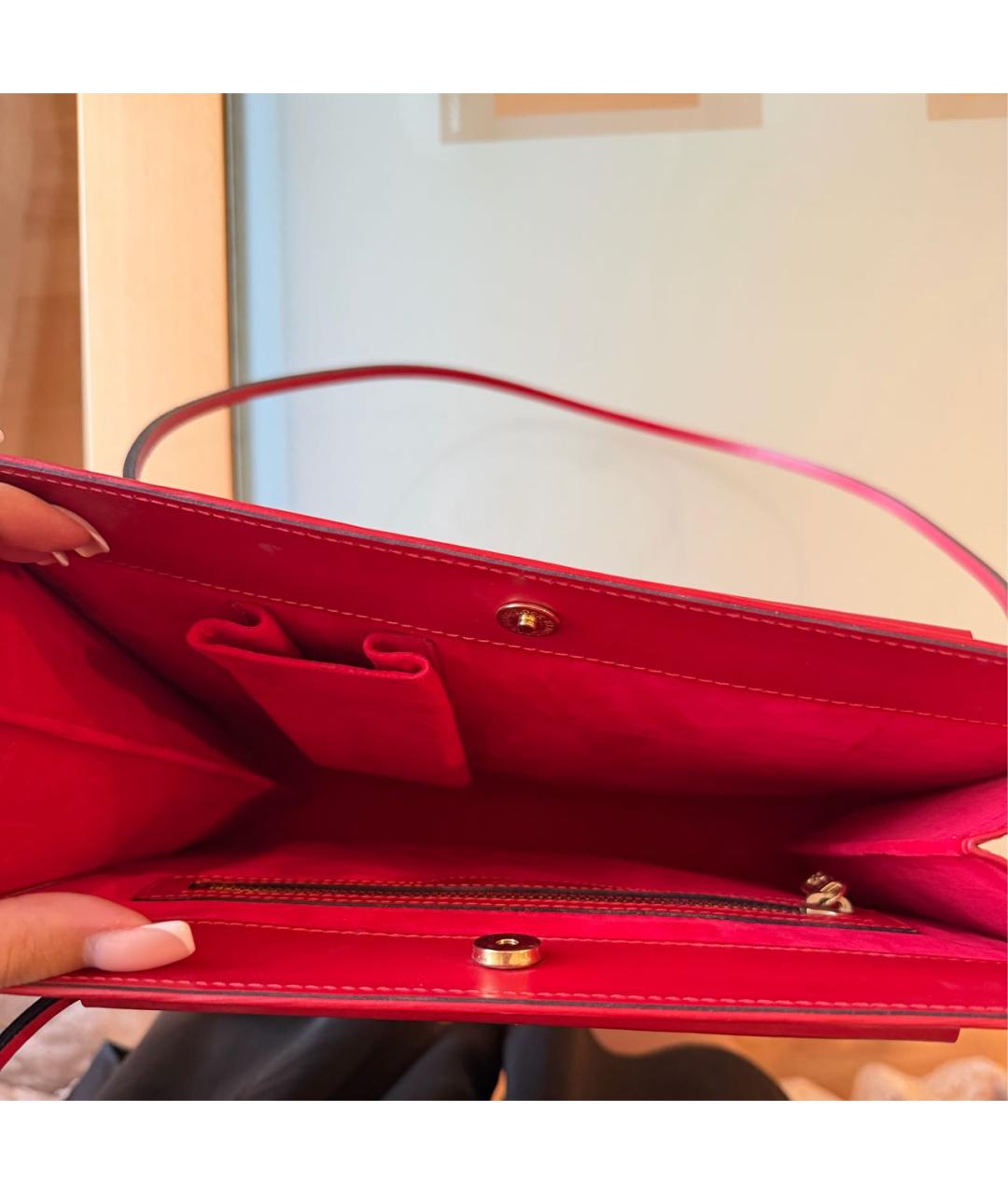 LOUIS VUITTON Красная кожаная сумка тоут, фото 4