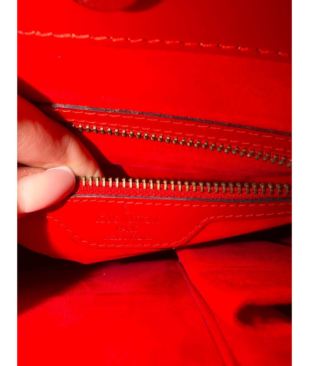 LOUIS VUITTON Красная кожаная сумка тоут, фото 5