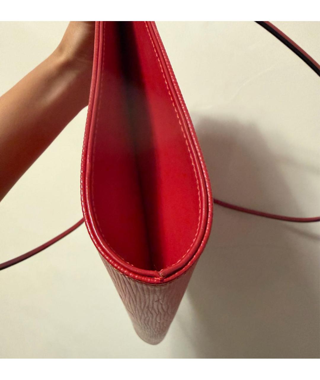 LOUIS VUITTON Красная кожаная сумка тоут, фото 6