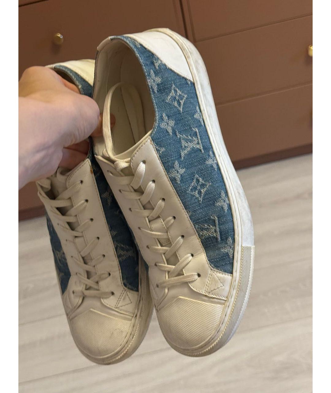 LOUIS VUITTON Белые кожаные низкие кроссовки / кеды, фото 4