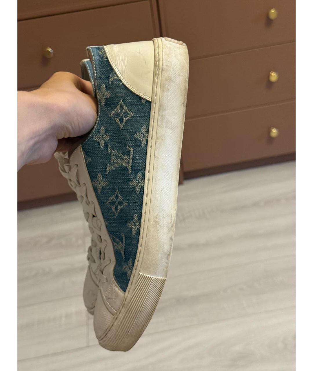 LOUIS VUITTON Белые кожаные низкие кроссовки / кеды, фото 9