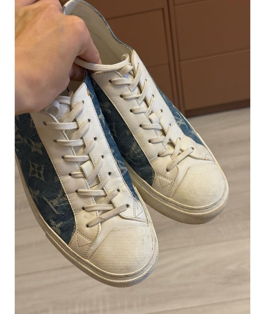 LOUIS VUITTON Белые кожаные низкие кроссовки / кеды, фото 3