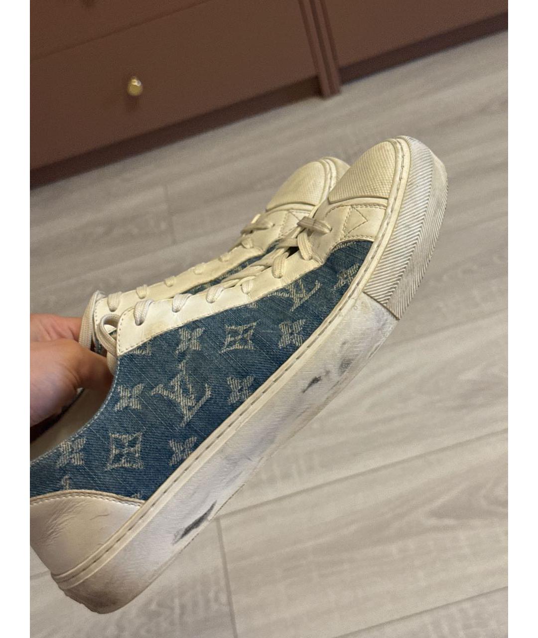 LOUIS VUITTON Белые кожаные низкие кроссовки / кеды, фото 6