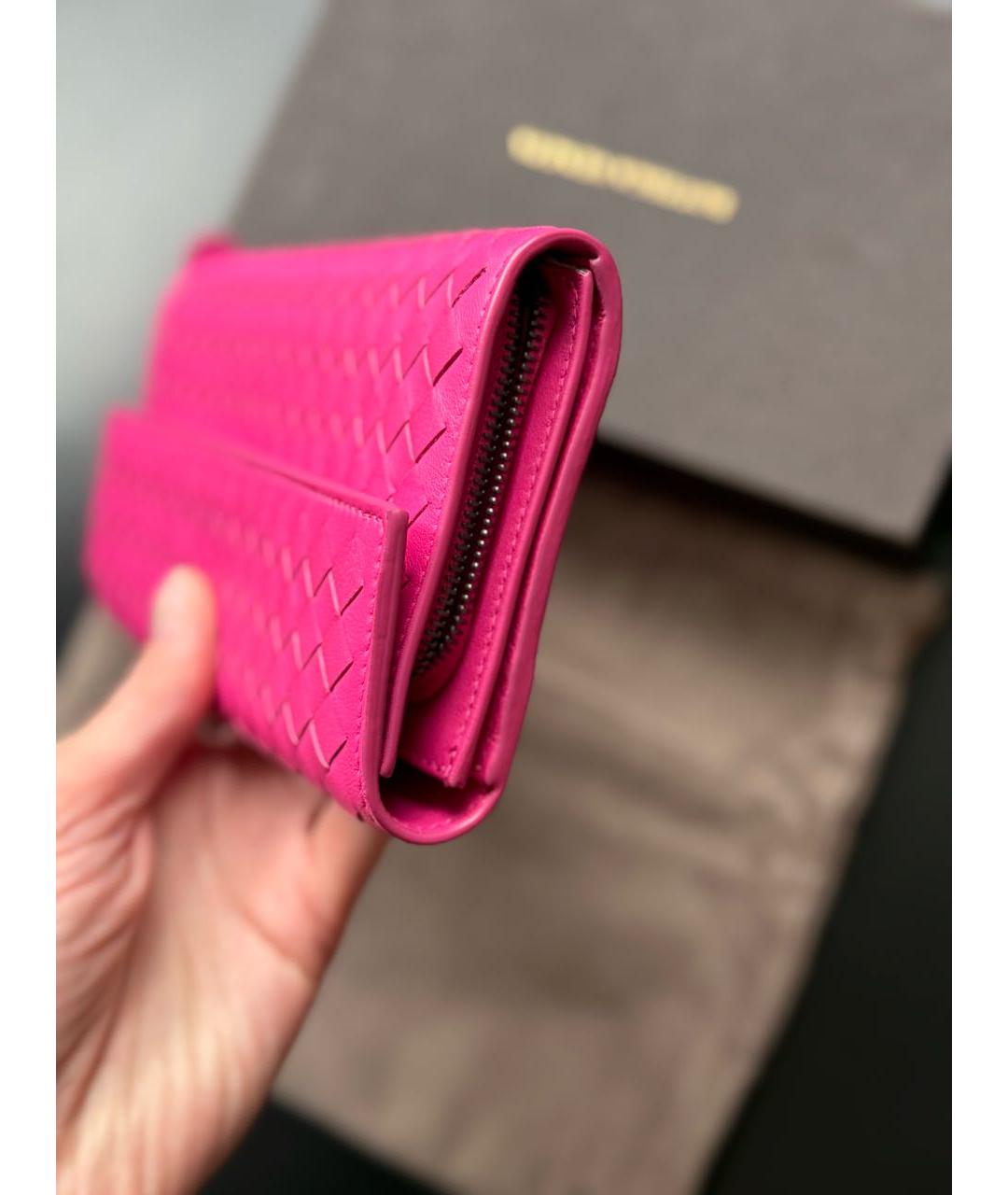 BOTTEGA VENETA Розовый кожаный кошелек, фото 4
