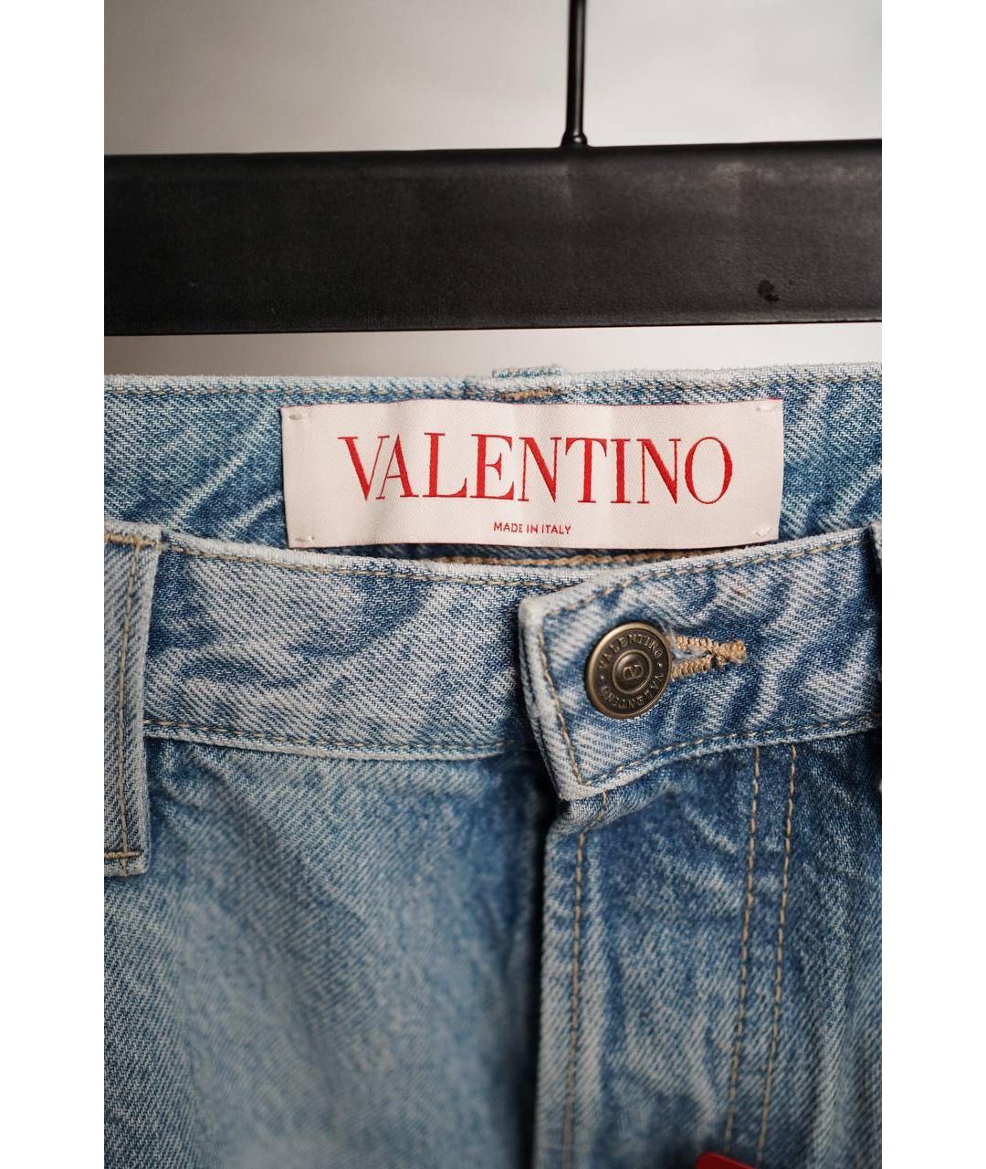 VALENTINO Голубые хлопковые прямые джинсы, фото 3