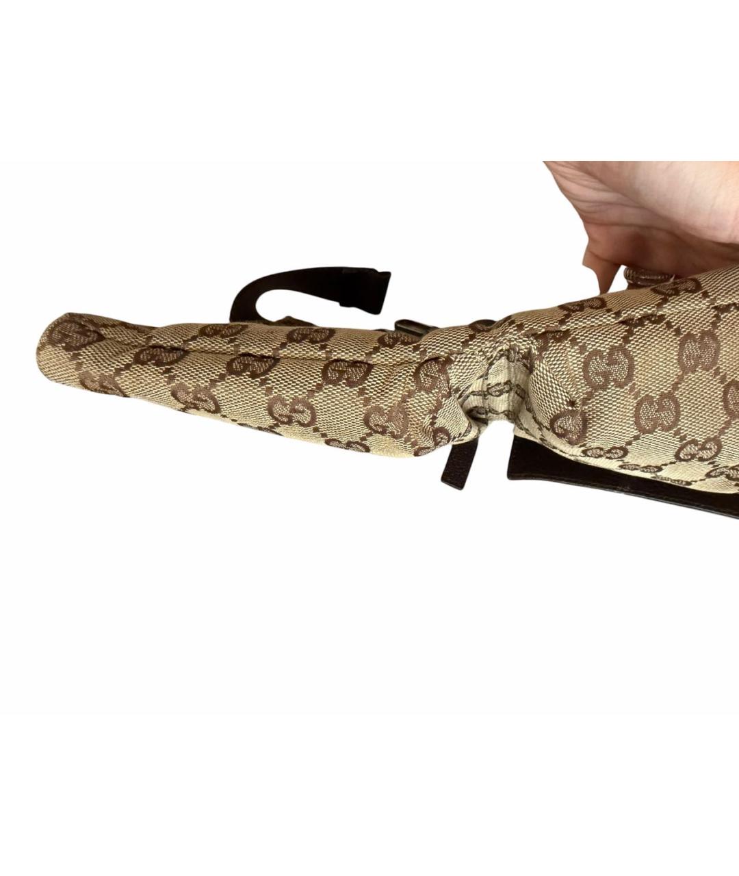 GUCCI Коричневая тканевая поясная сумка, фото 2
