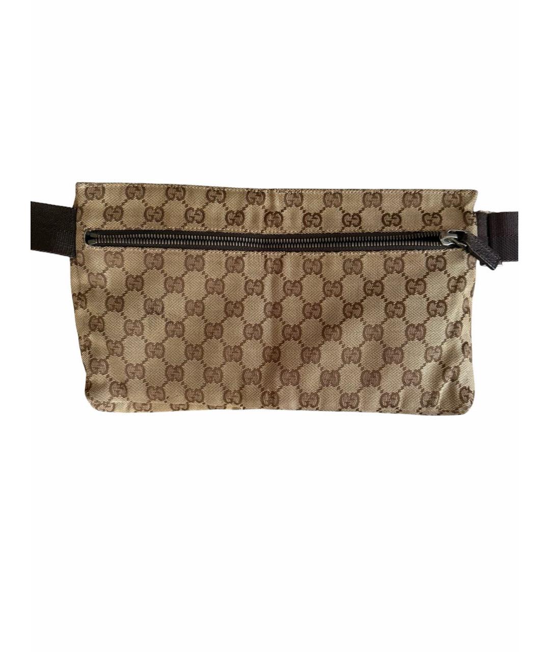 GUCCI Коричневая тканевая поясная сумка, фото 3