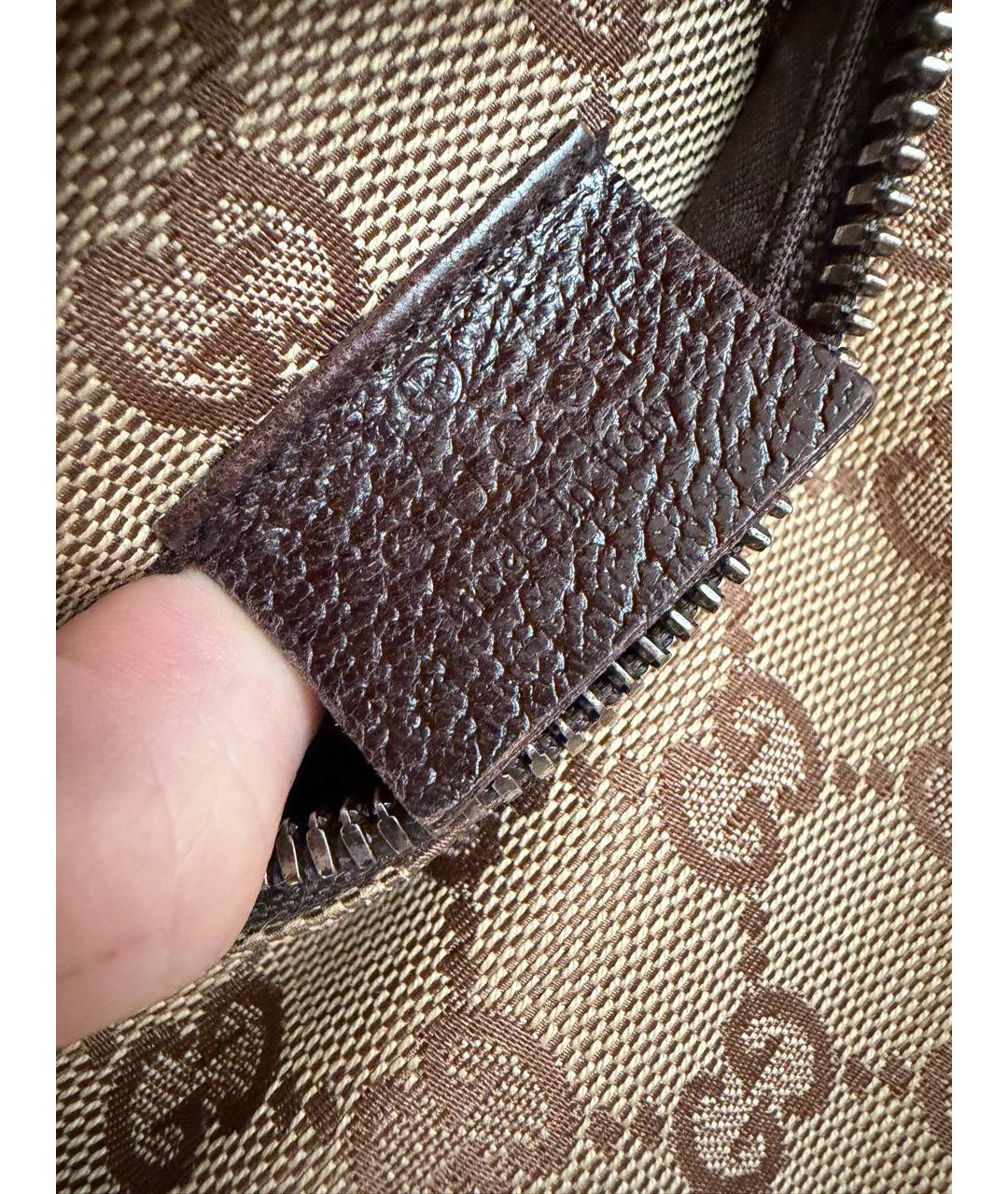GUCCI Коричневая тканевая поясная сумка, фото 5