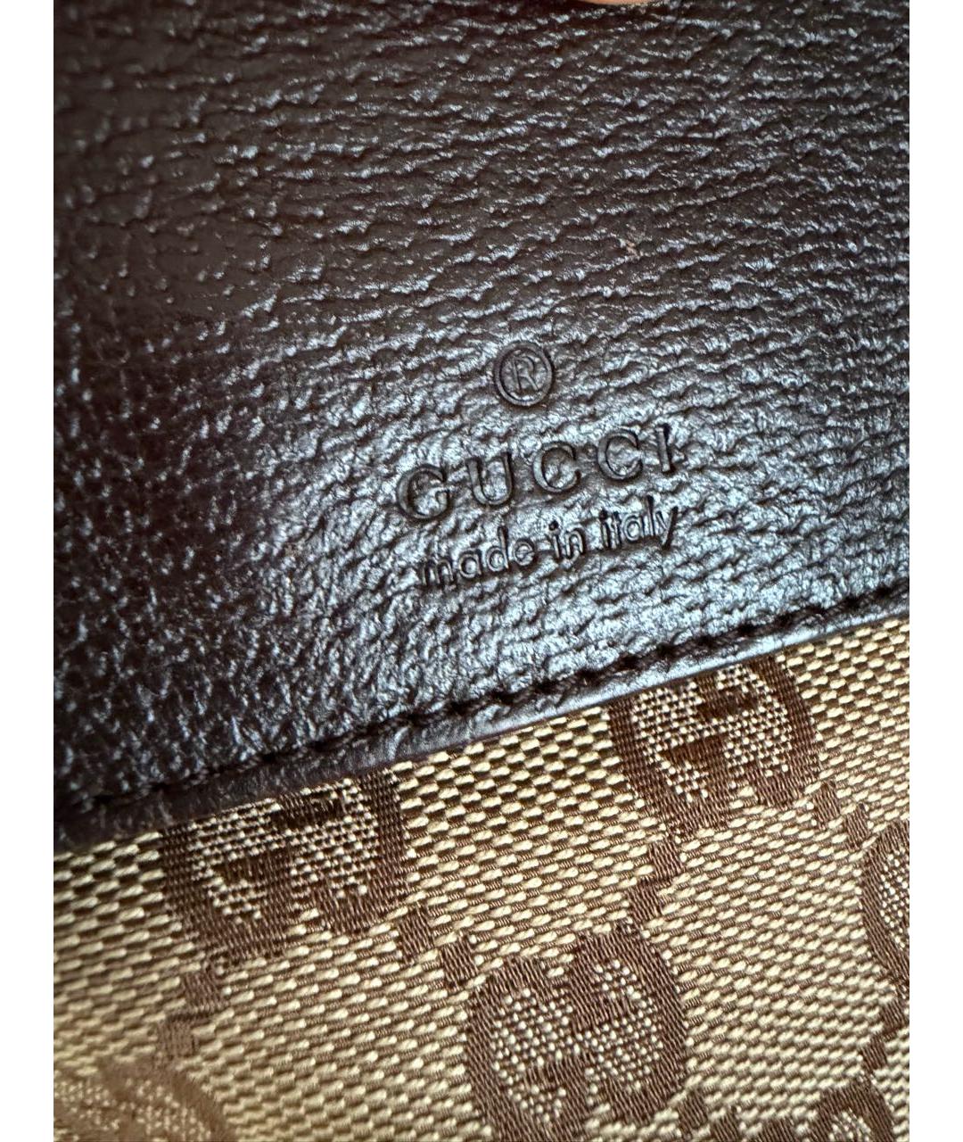 GUCCI Коричневая тканевая поясная сумка, фото 4