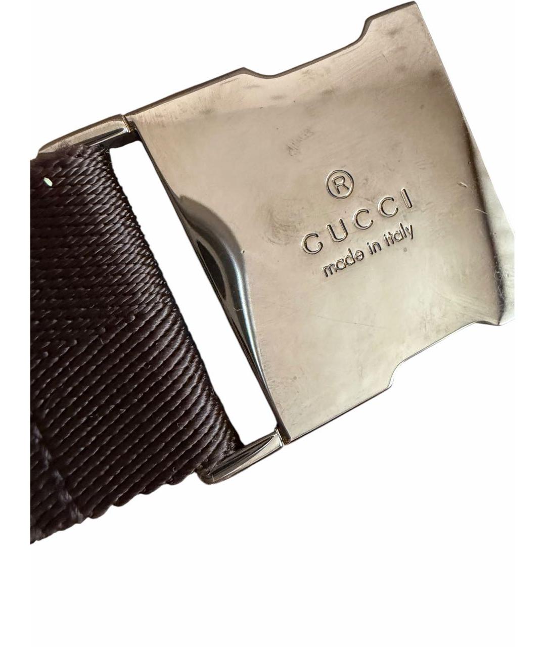 GUCCI Коричневая тканевая поясная сумка, фото 7