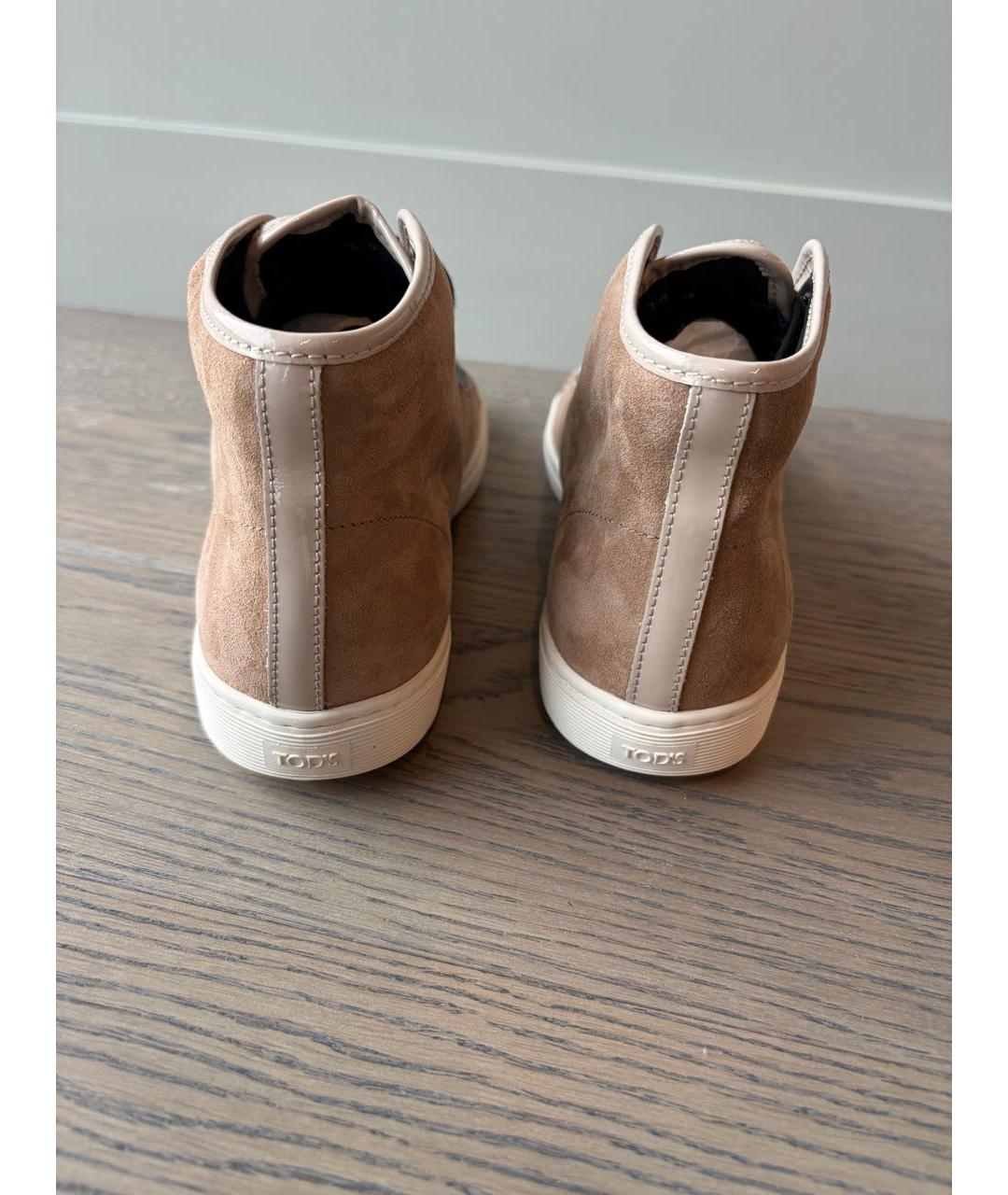 TOD'S Бежевые замшевые кеды, фото 4