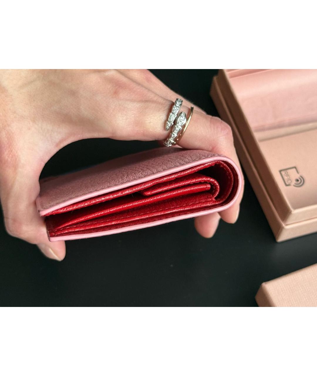 MIU MIU Розовый кожаный кошелек, фото 5