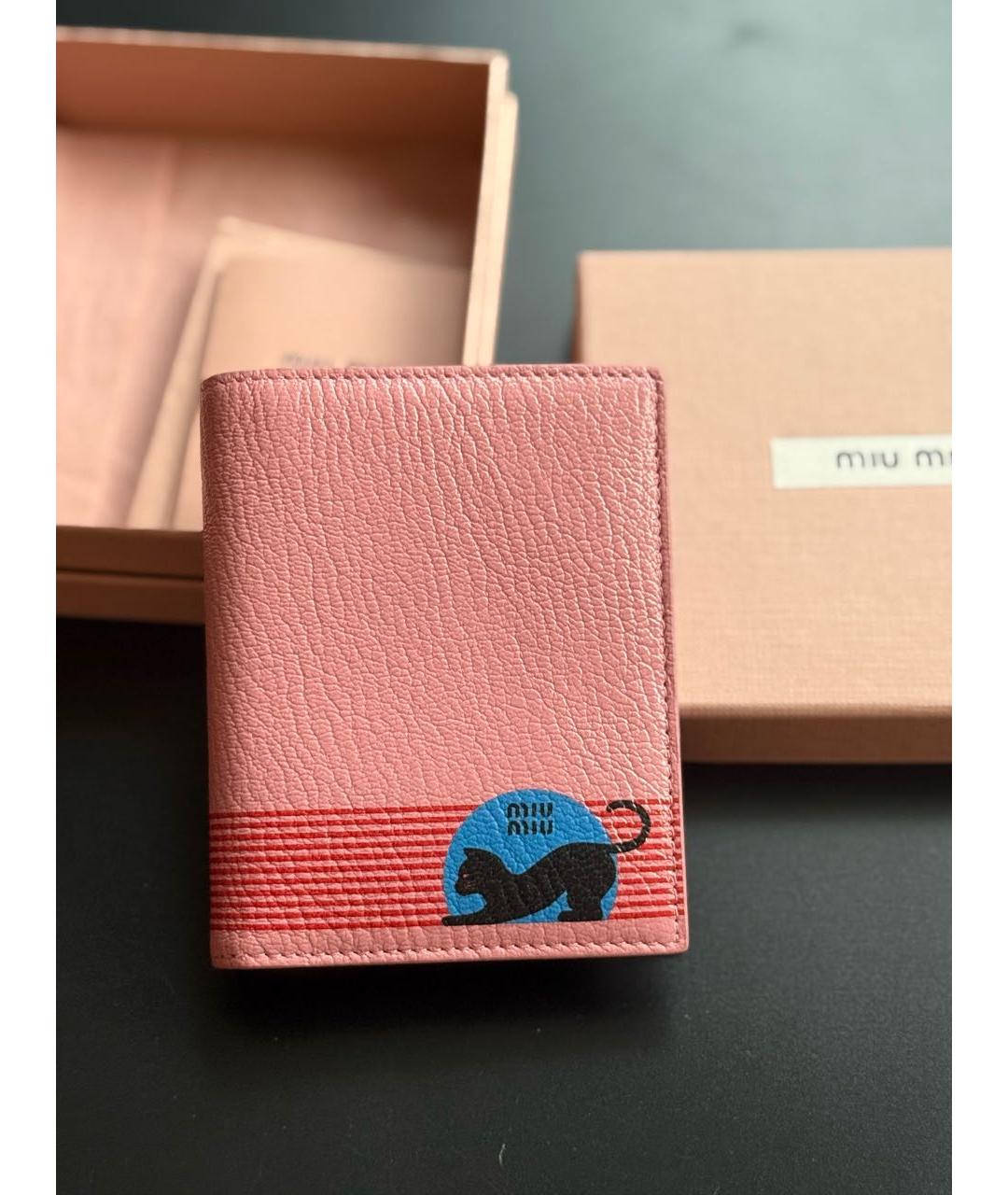 MIU MIU Розовый кожаный кошелек, фото 9