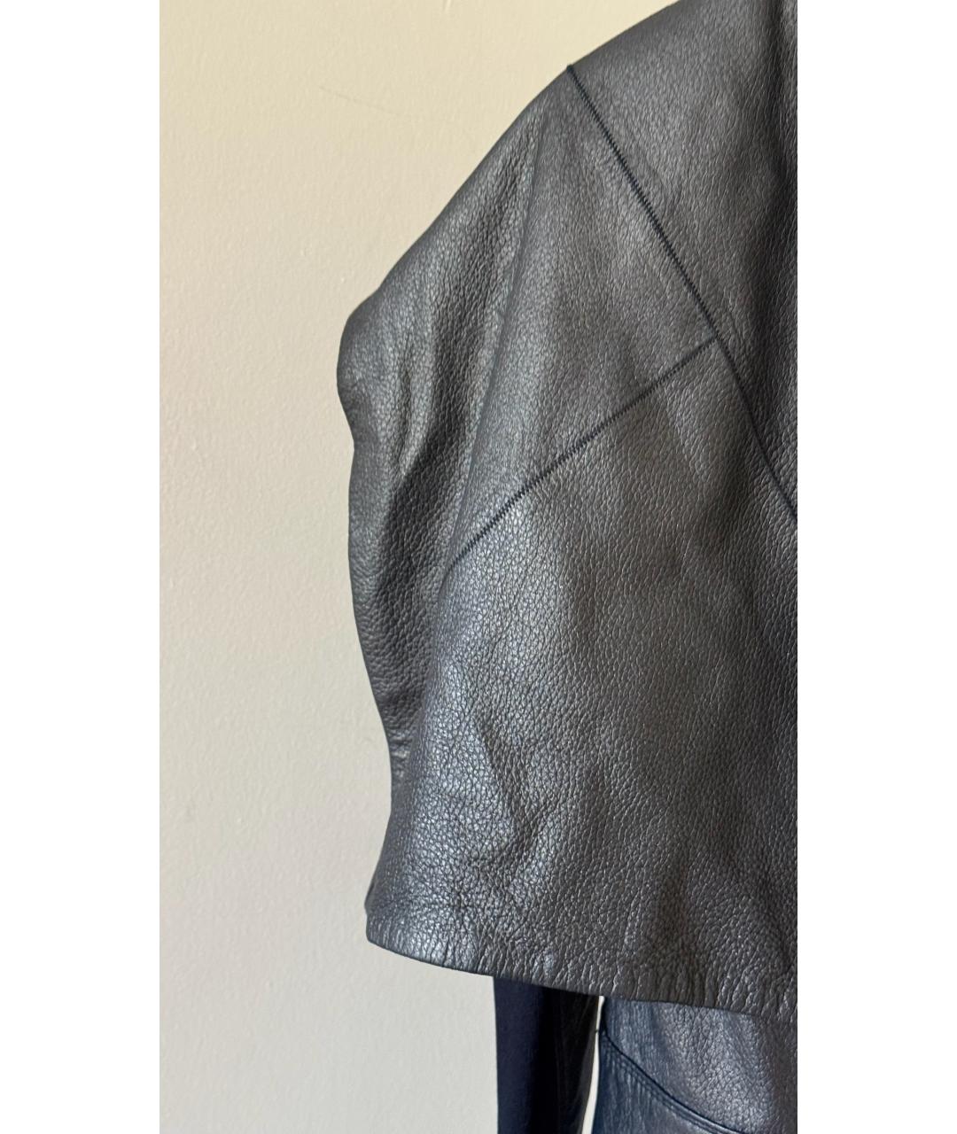 RICK OWENS Черное кожаное пальто, фото 3