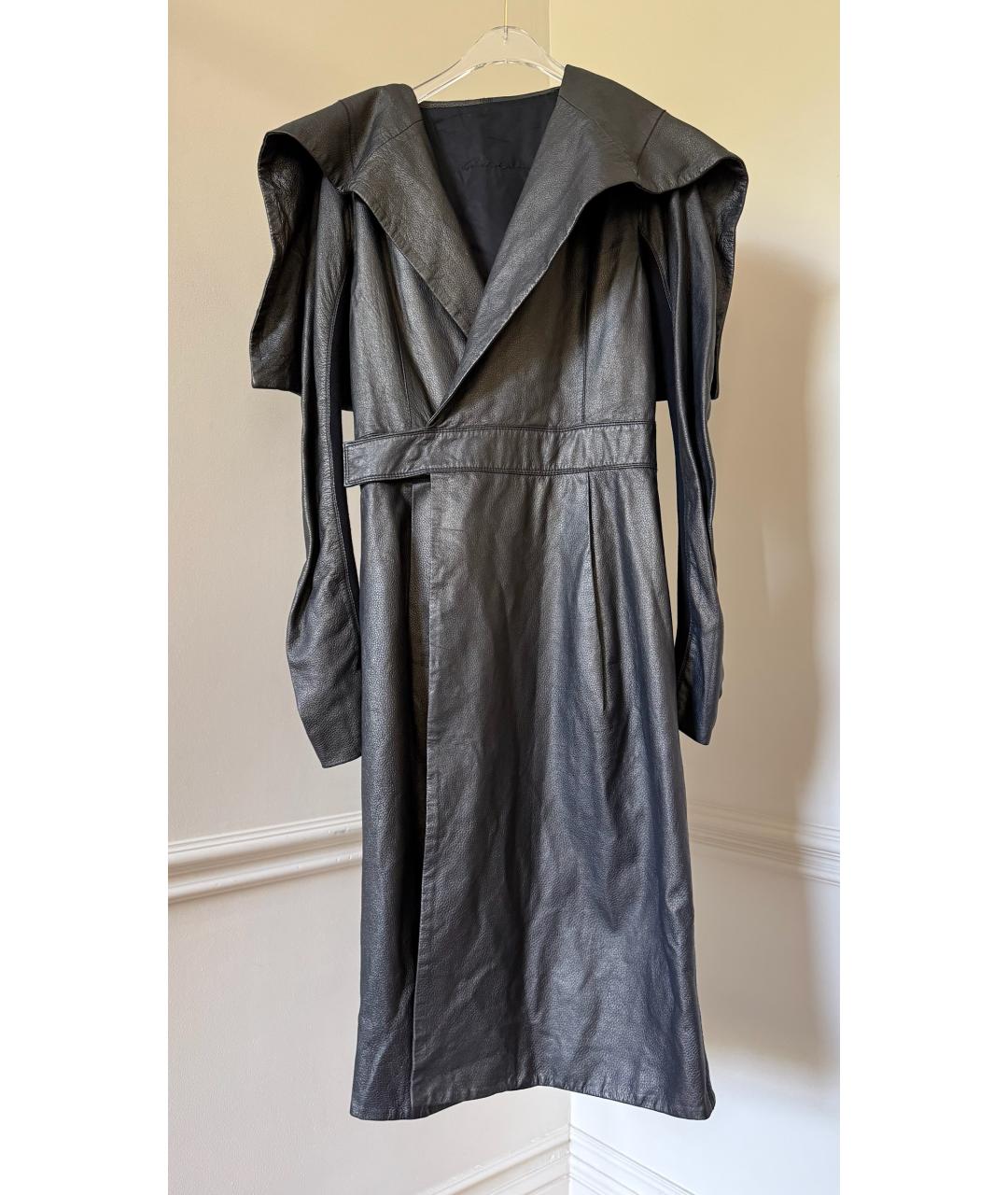 RICK OWENS Черное кожаное пальто, фото 9