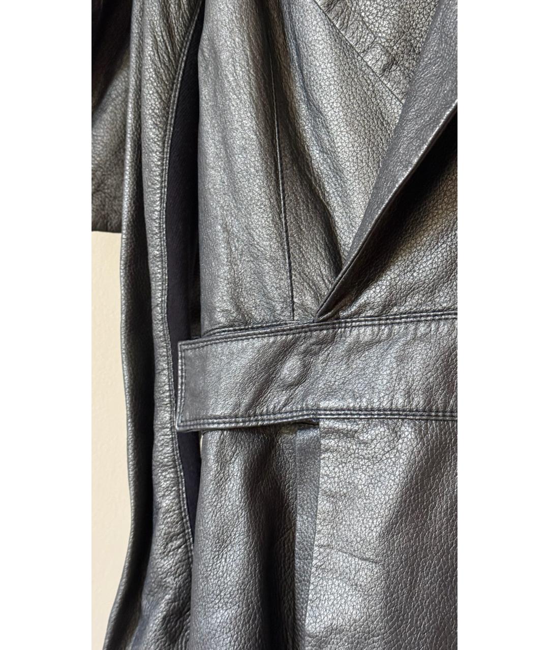 RICK OWENS Черное кожаное пальто, фото 7