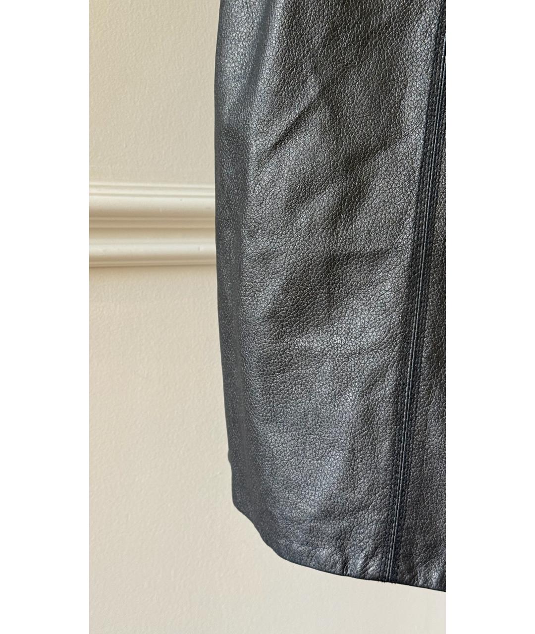 RICK OWENS Черное кожаное пальто, фото 5